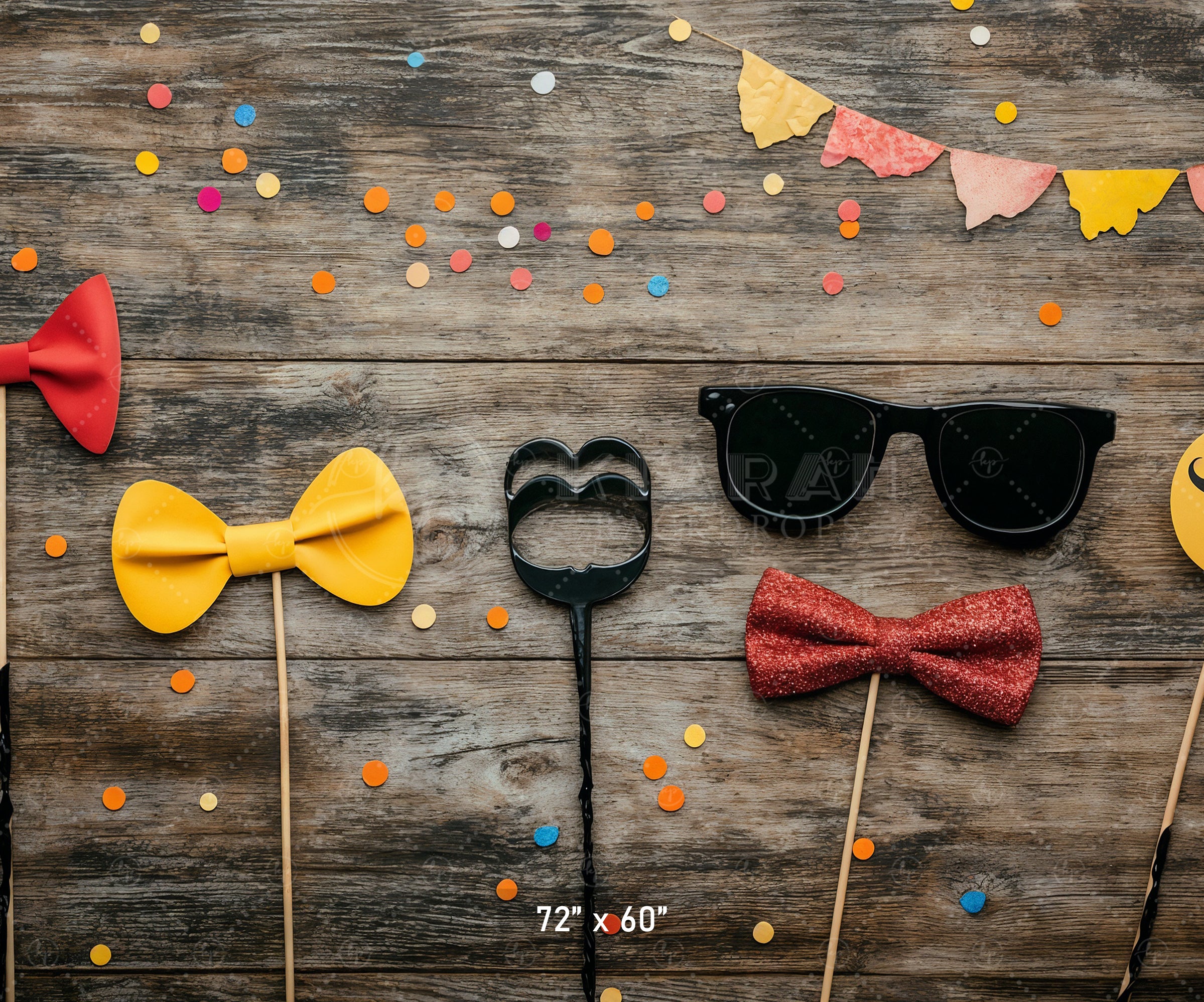 Party Props on Wood Backdrop
