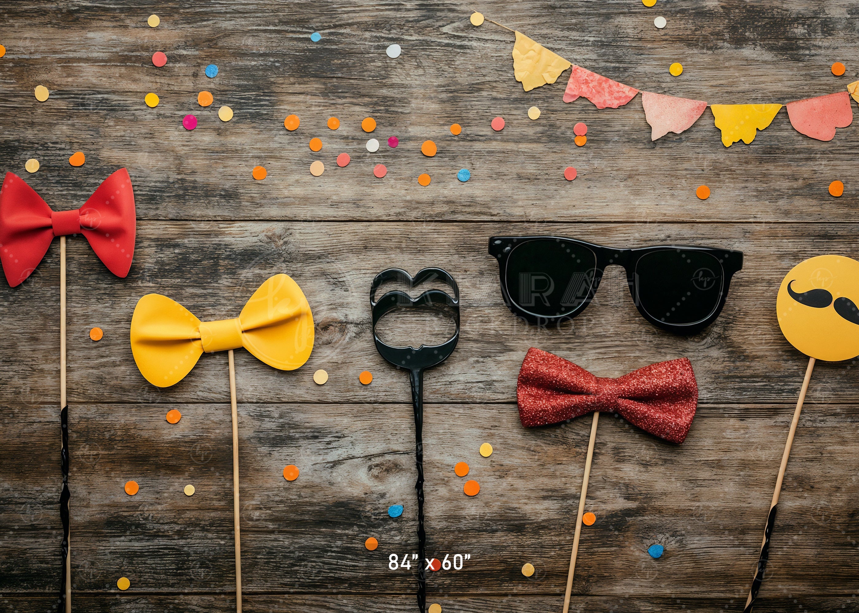Party Props on Wood Backdrop