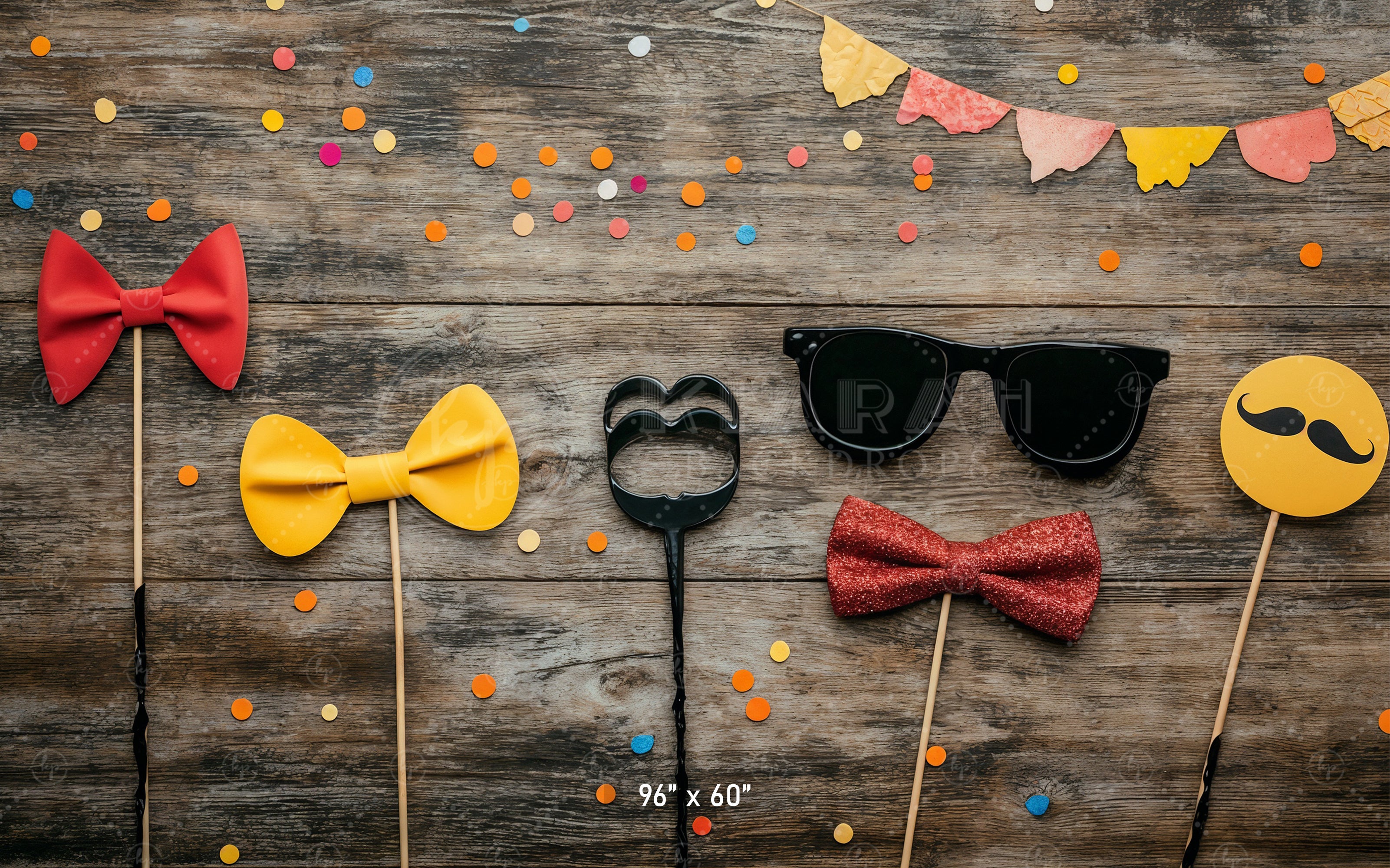 Party Props on Wood Backdrop
