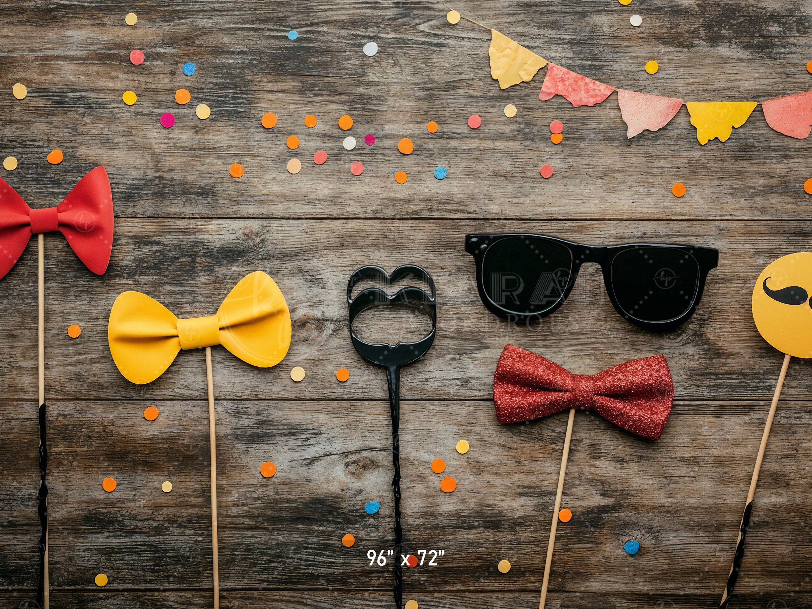 Party Props on Wood Backdrop