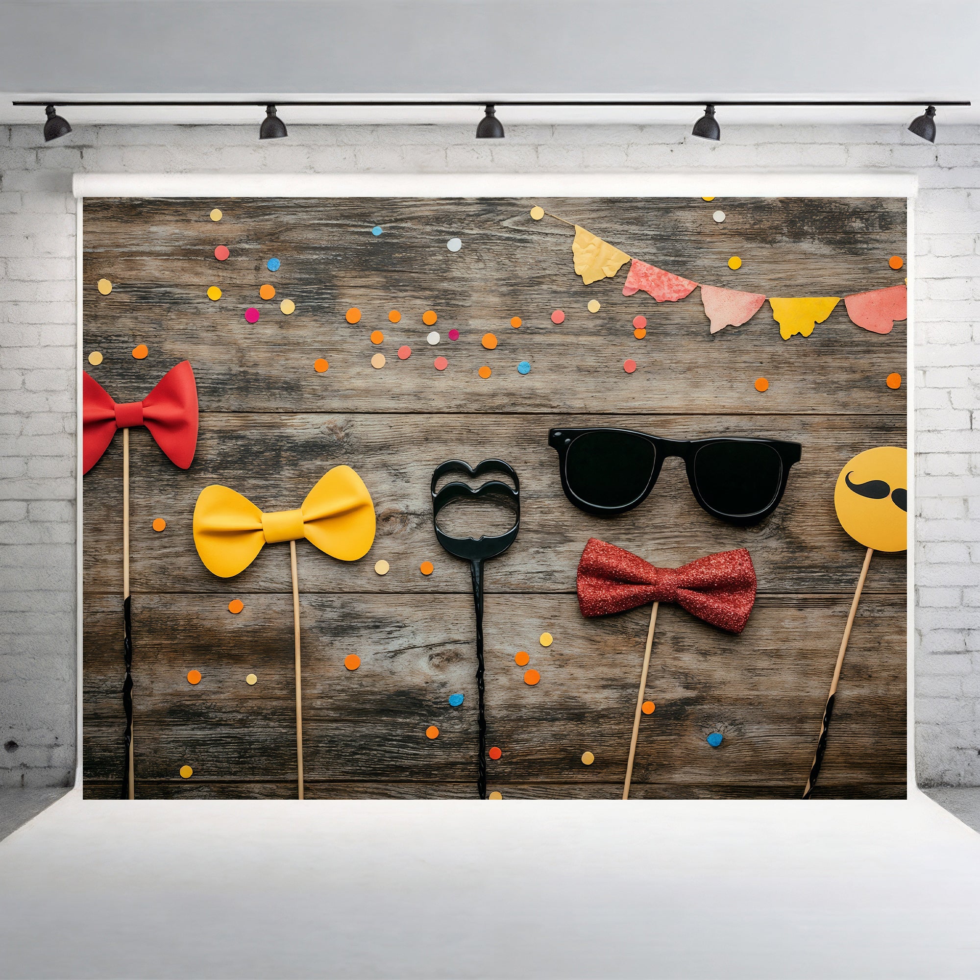 Party Props on Wood Backdrop