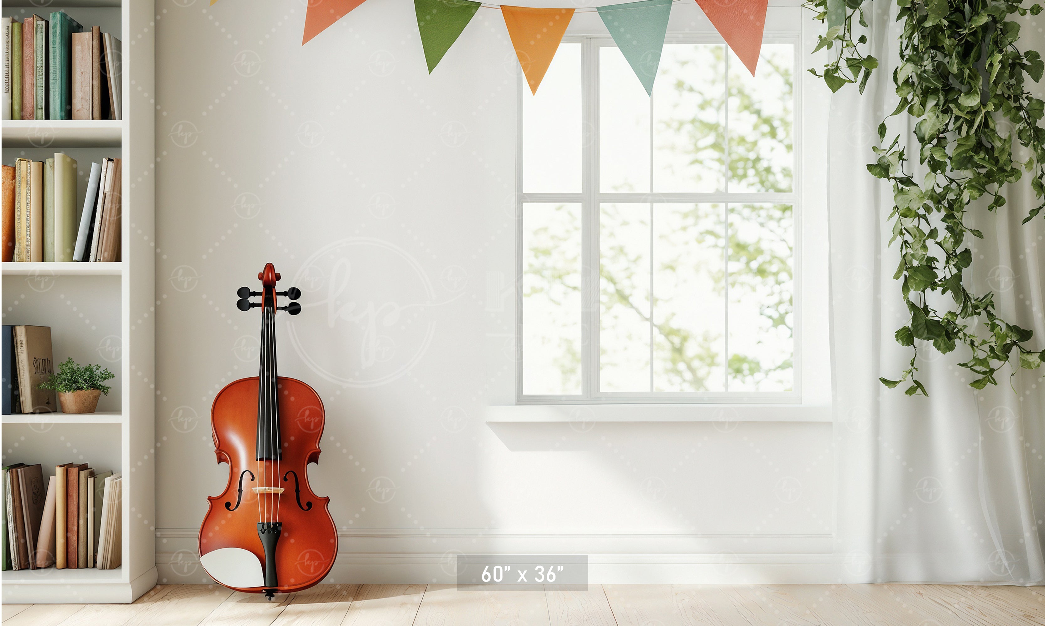 Bright Music Room Window Backdrop