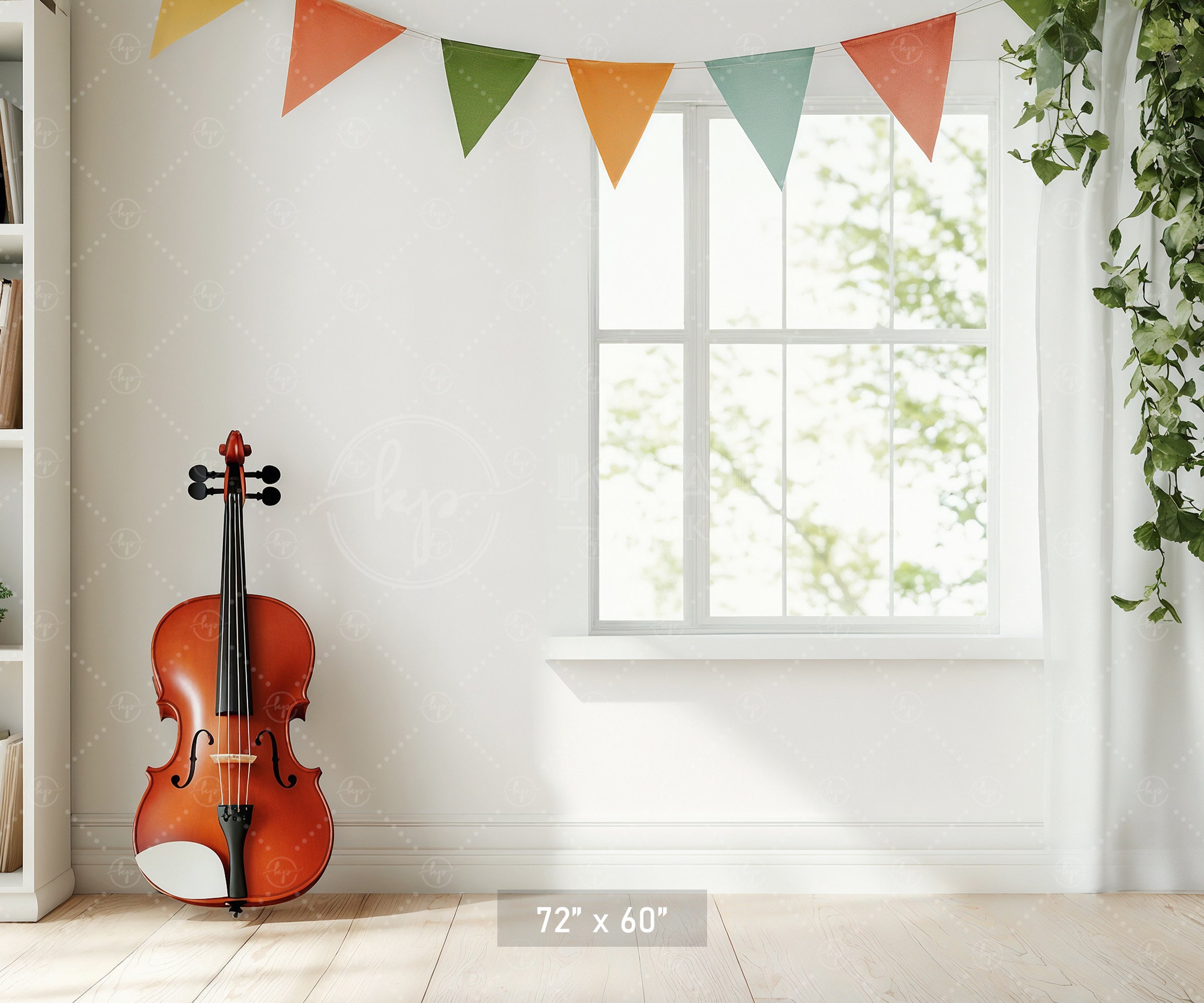 Bright Music Room Window Backdrop