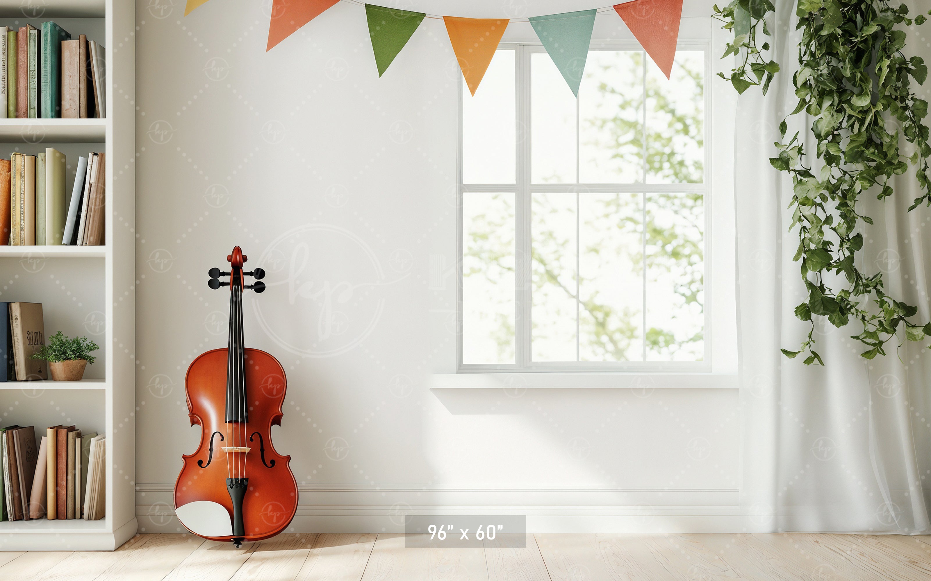 Bright Music Room Window Backdrop
