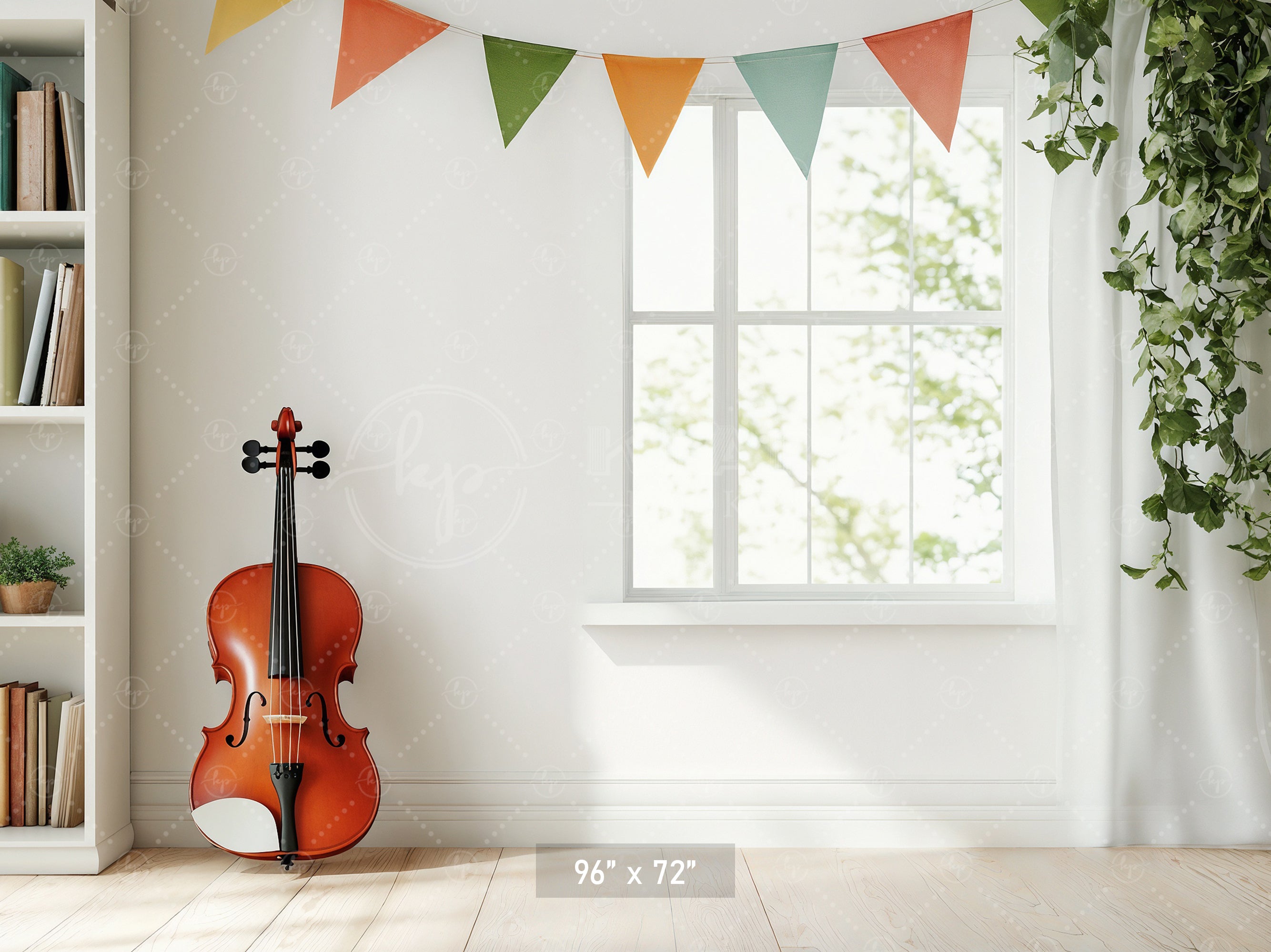 Bright Music Room Window Backdrop