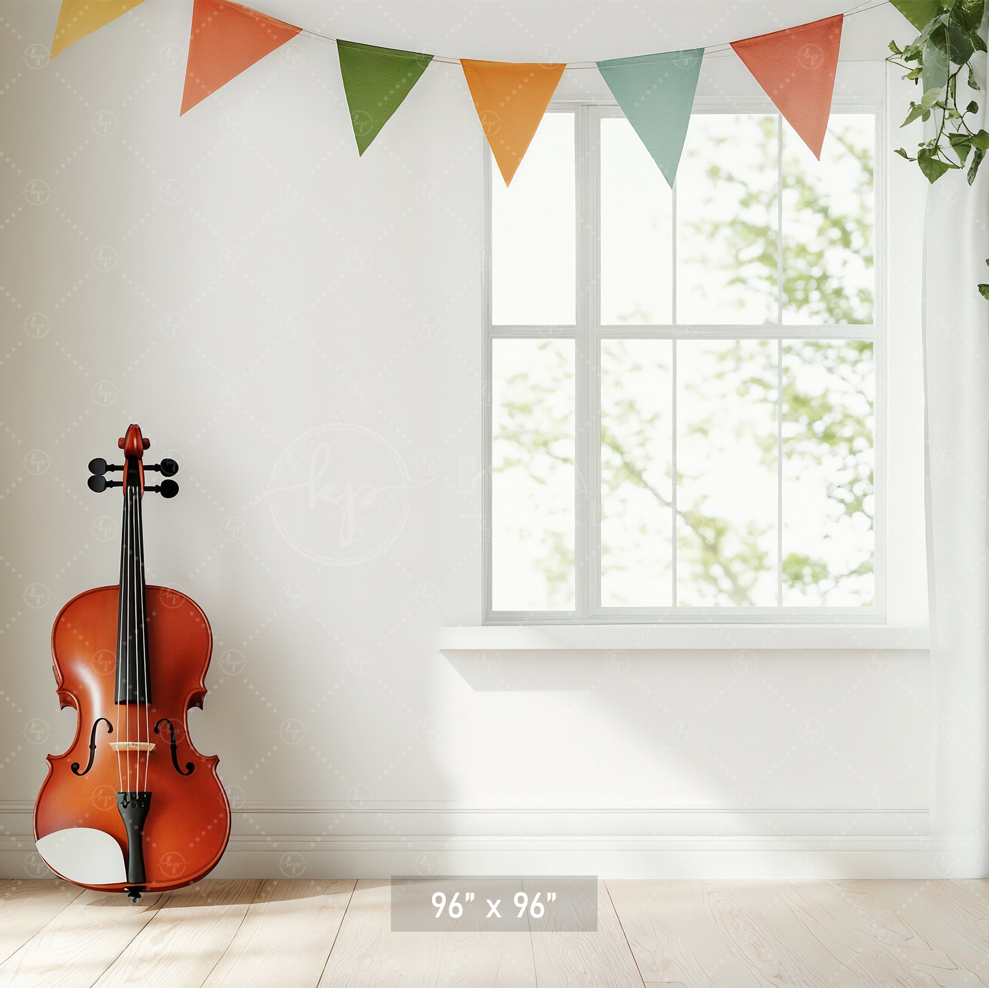 Bright Music Room Window Backdrop