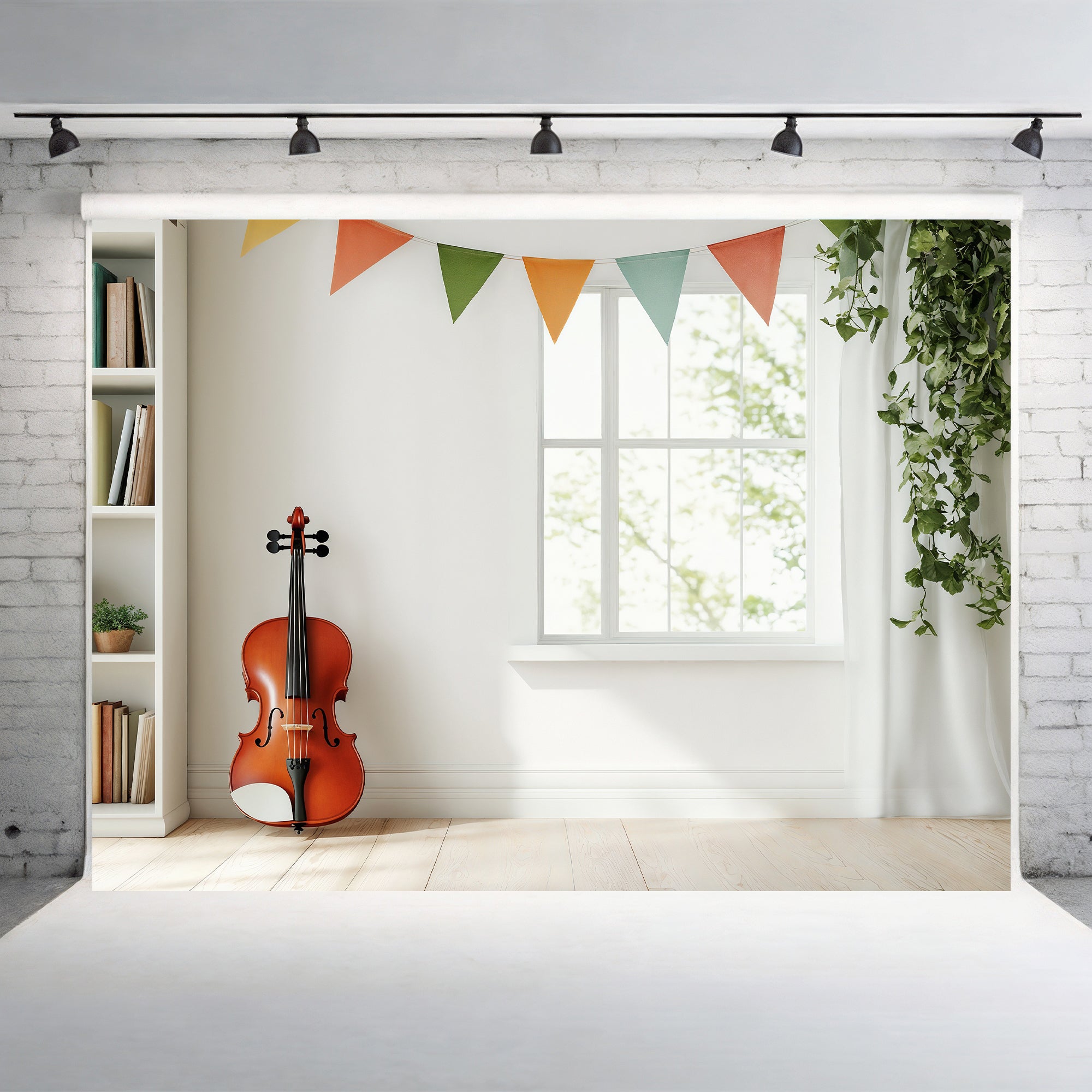 Bright Music Room Window Backdrop