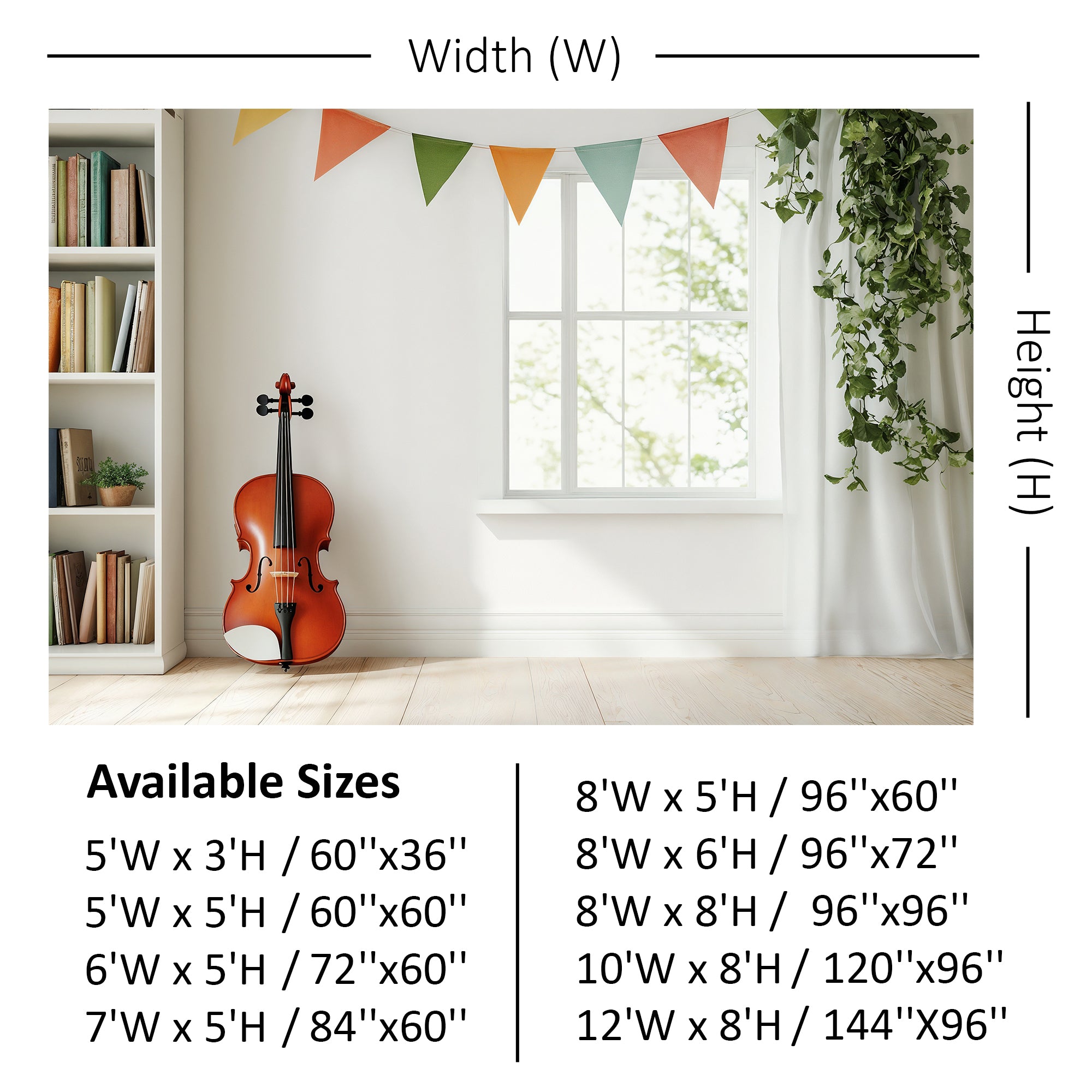 Bright Music Room Window Backdrop