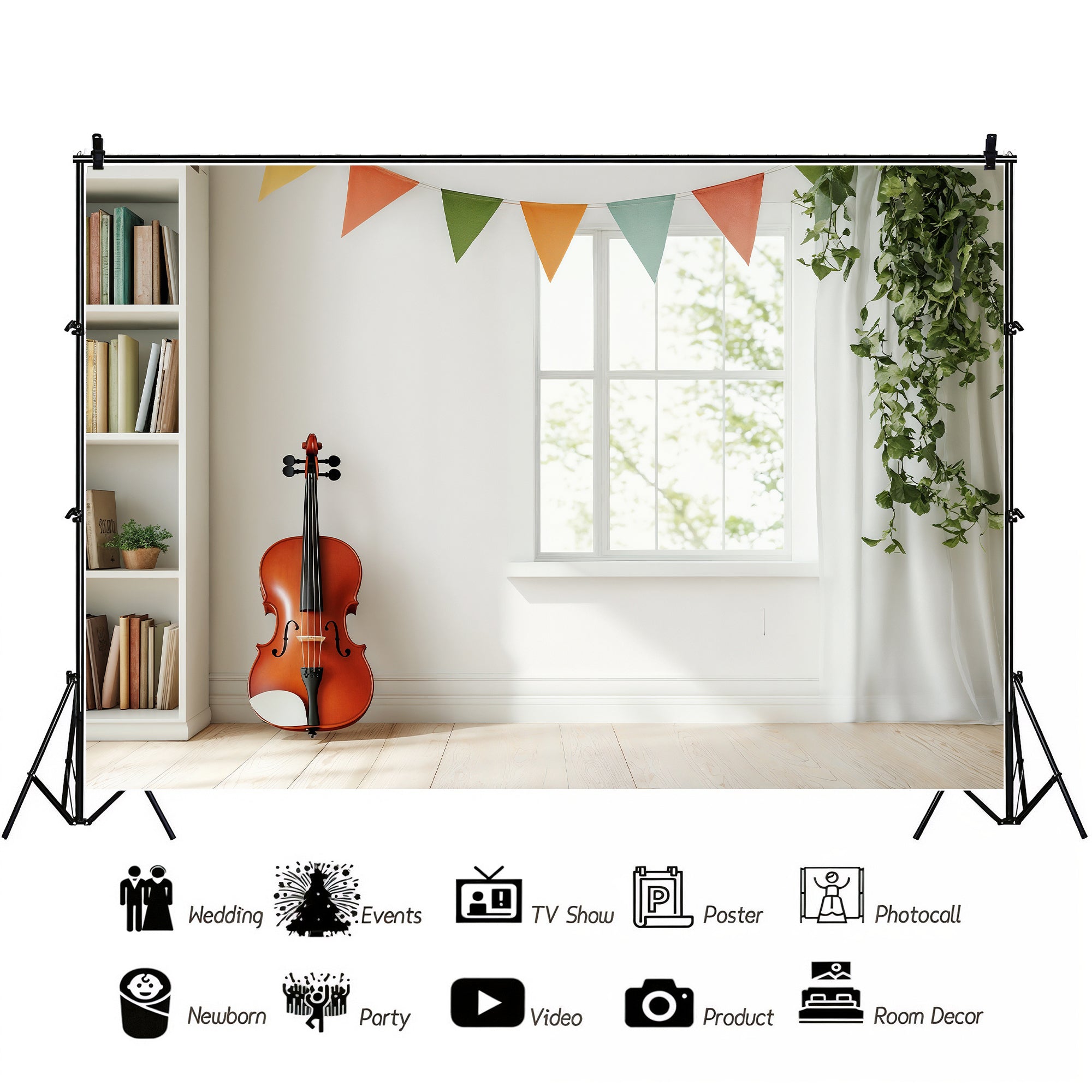 Bright Music Room Window Backdrop