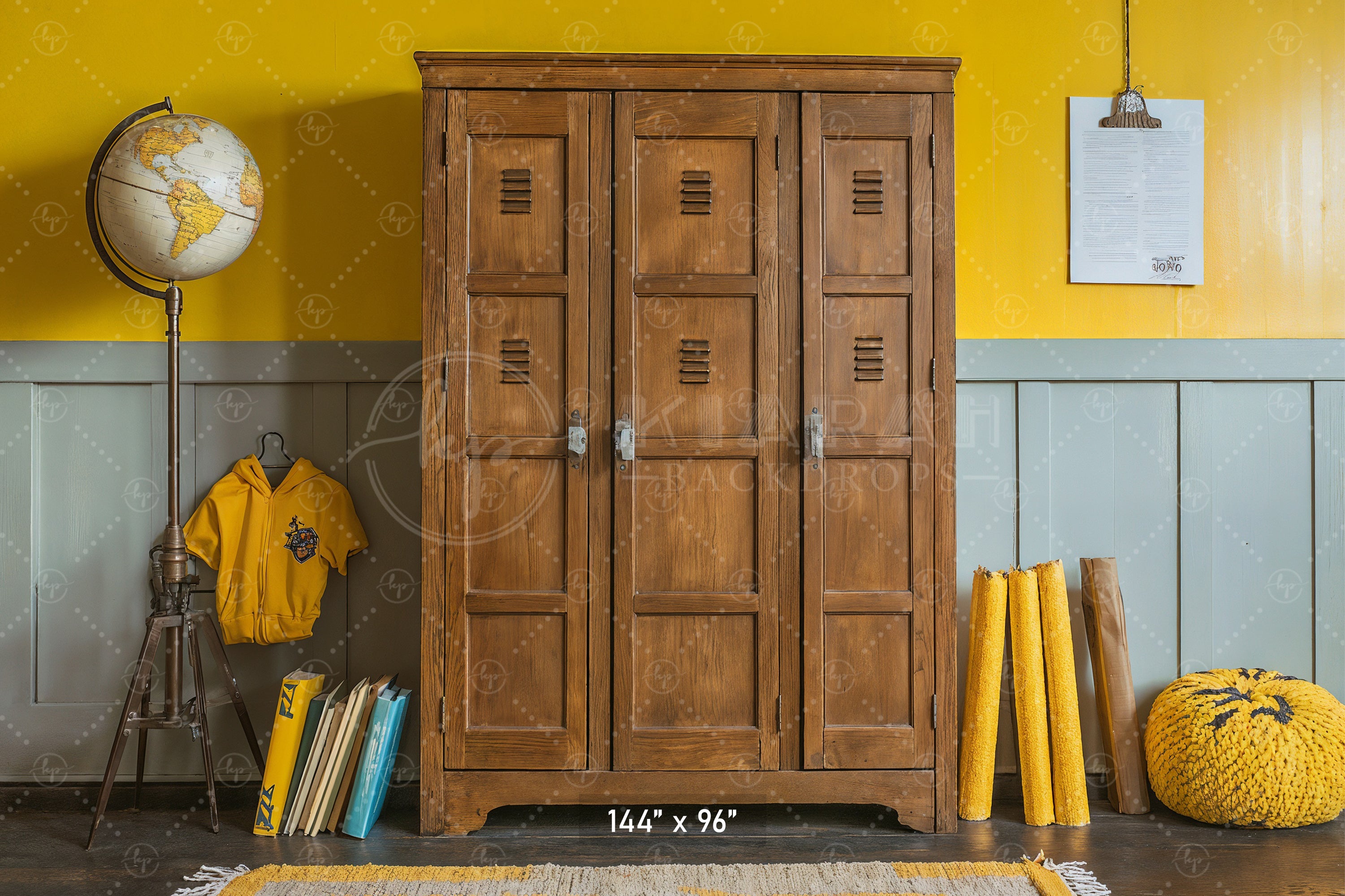 Retro School Lockers Backdrop