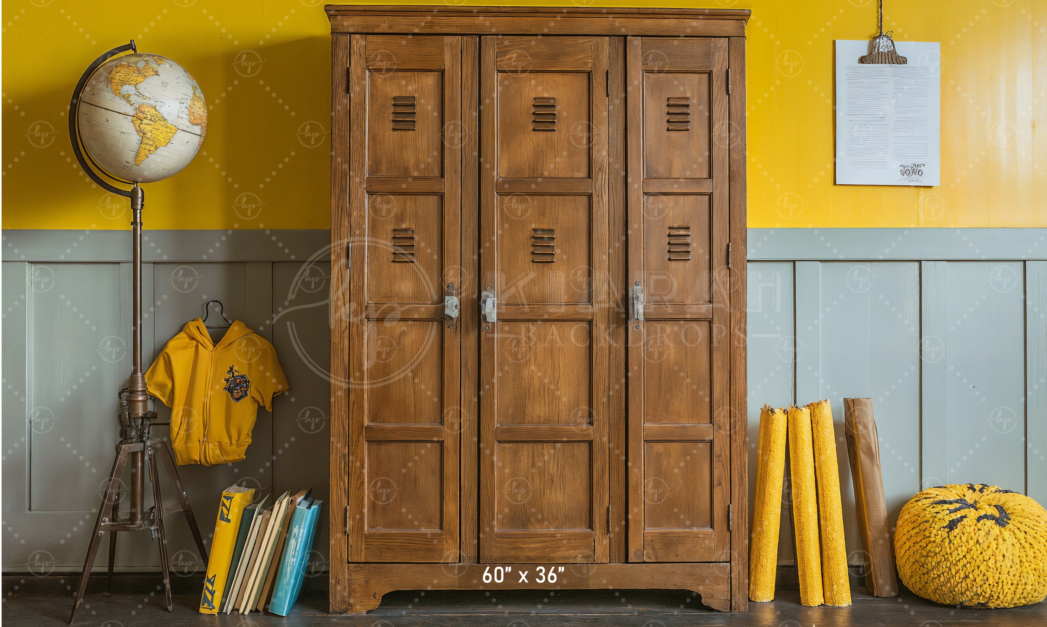 Retro School Lockers Backdrop
