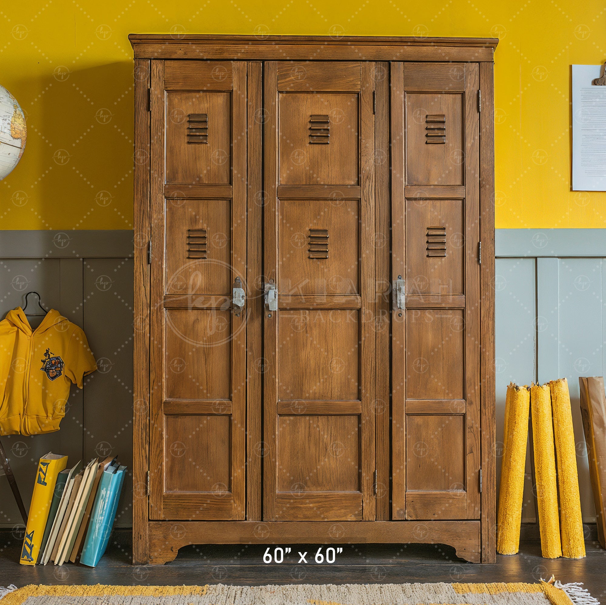 Retro School Lockers Backdrop