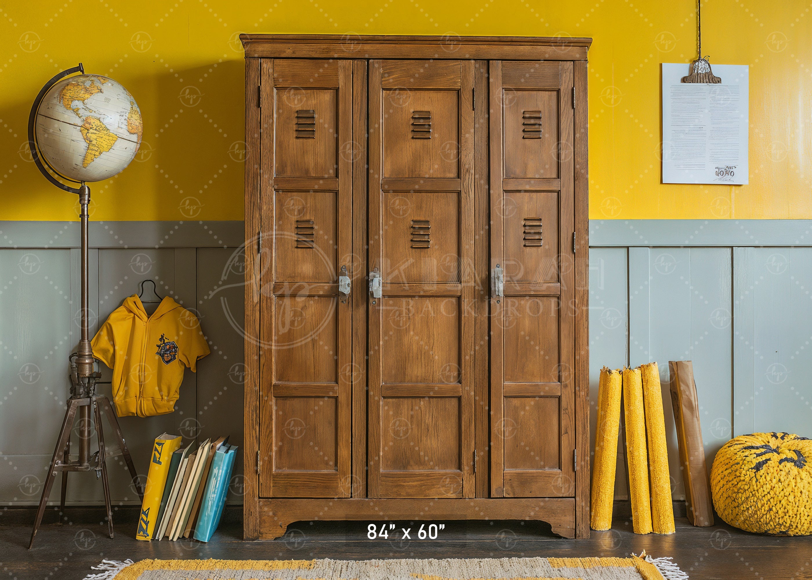 Retro School Lockers Backdrop