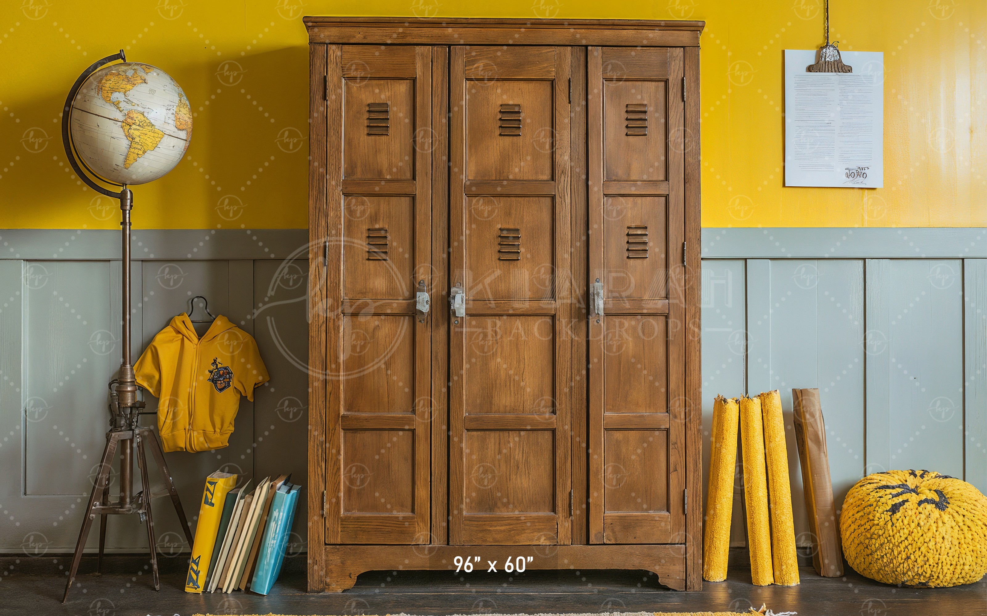 Retro School Lockers Backdrop