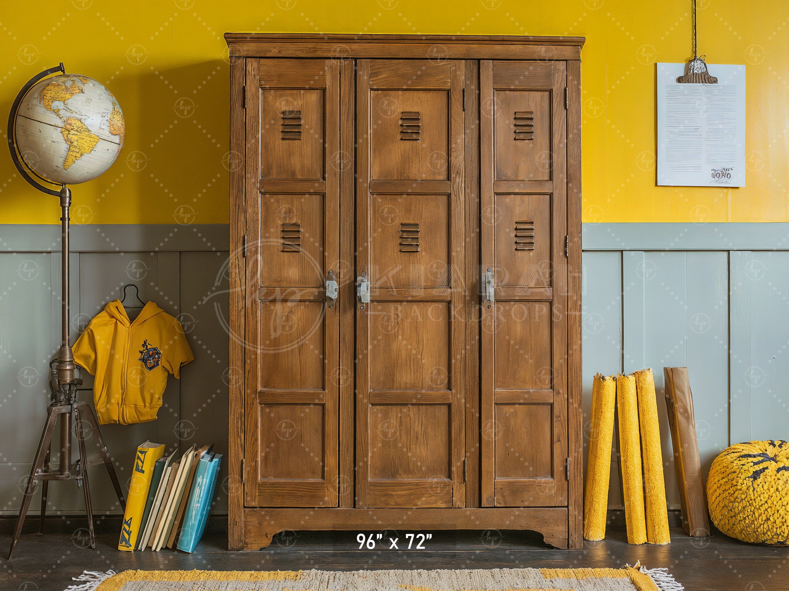 Retro School Lockers Backdrop