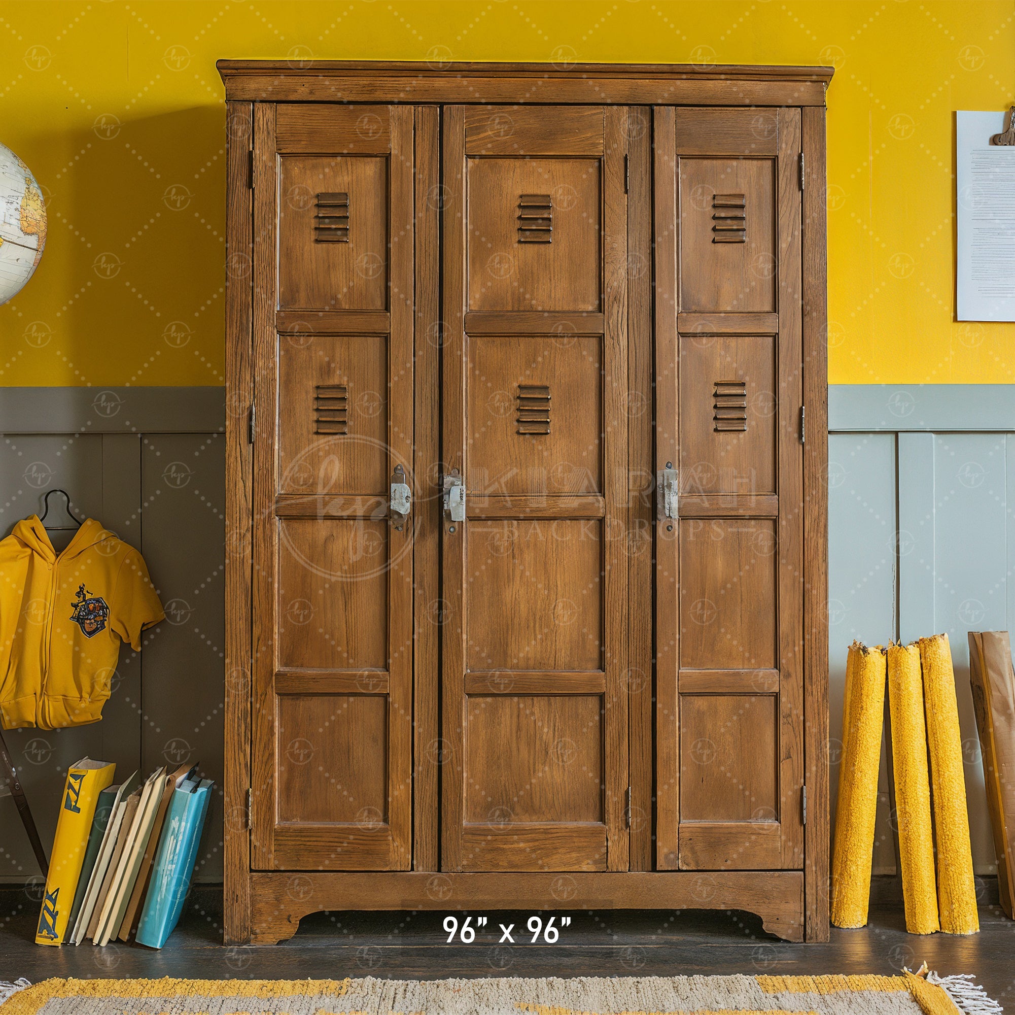 Retro School Lockers Backdrop