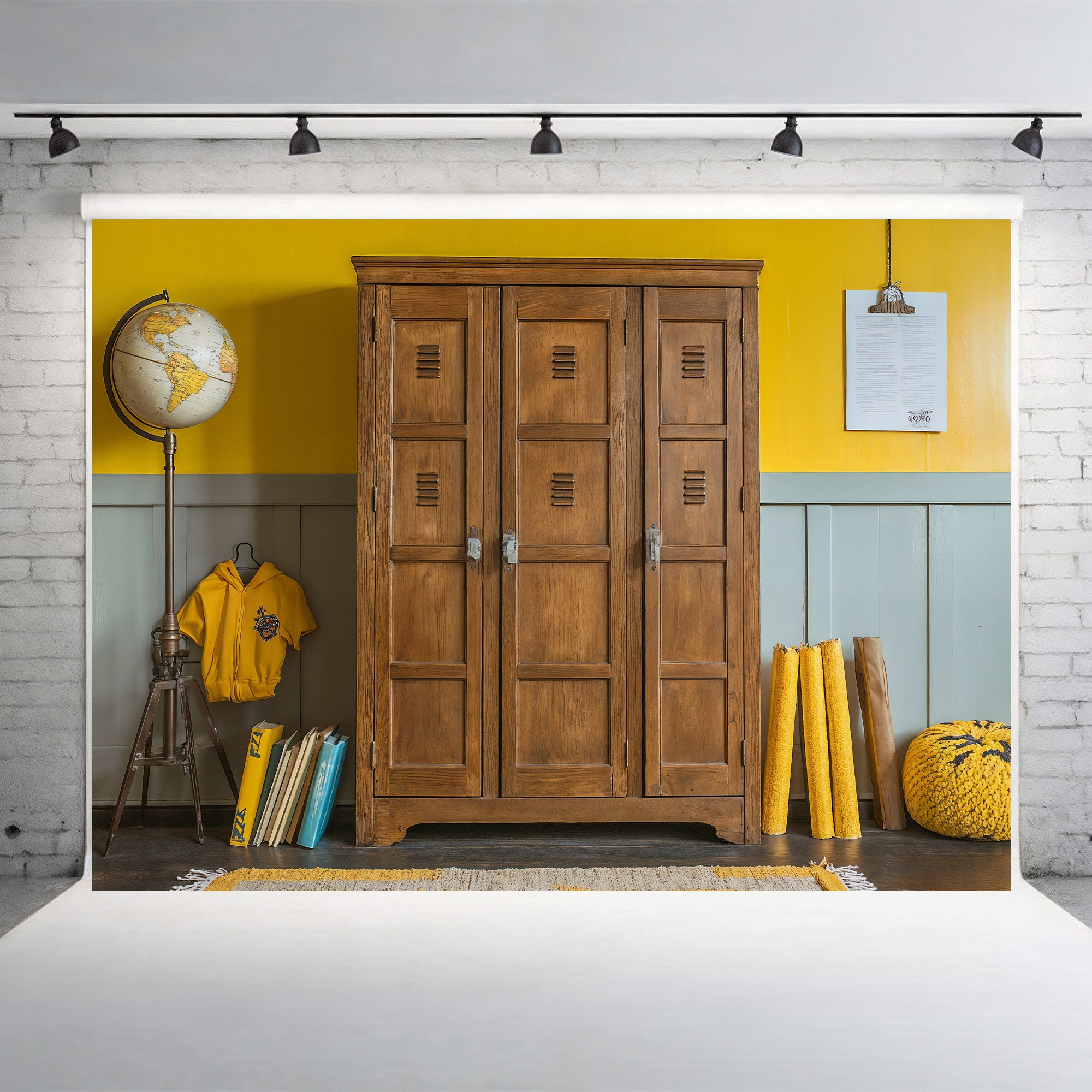 Retro School Lockers Backdrop