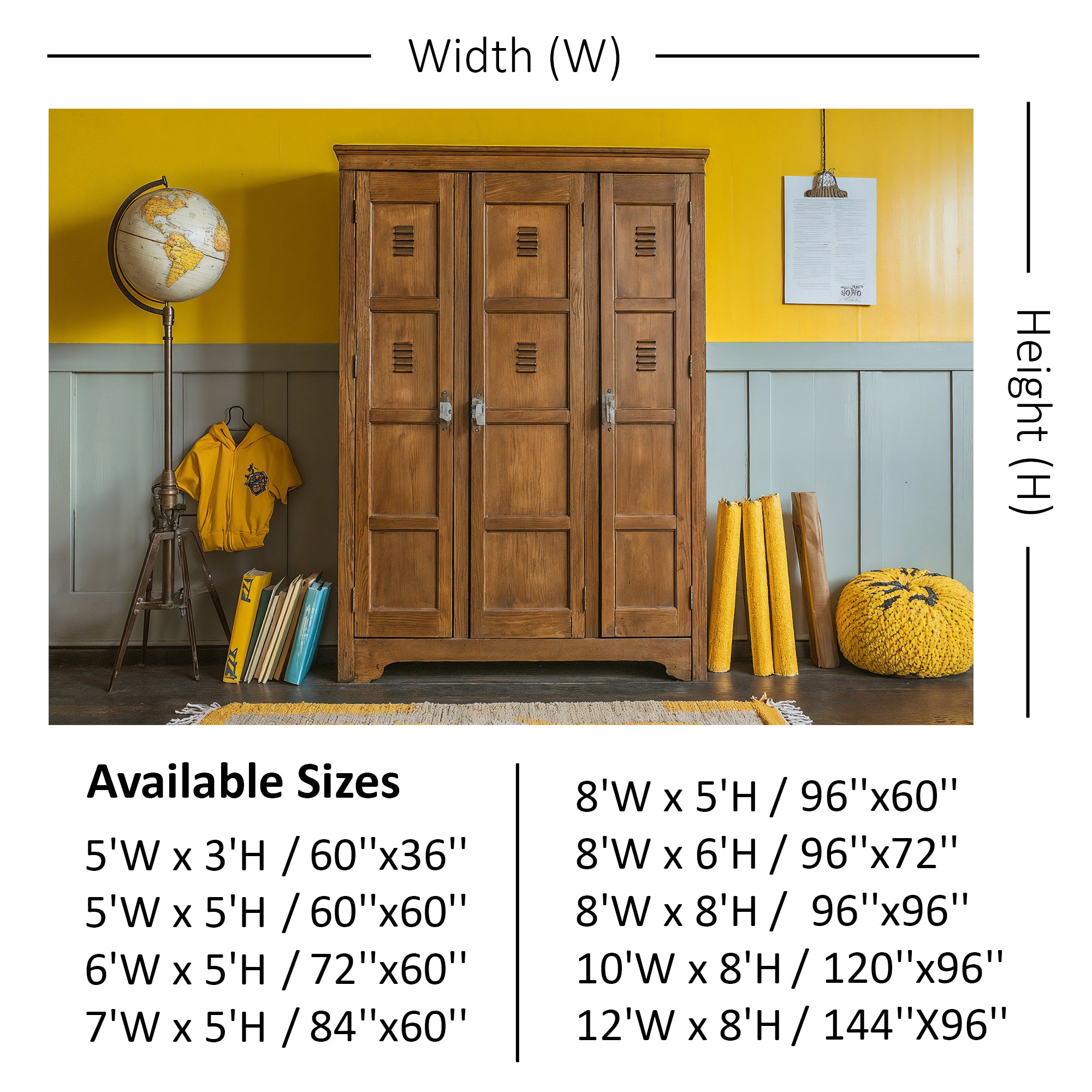 Retro School Lockers Backdrop