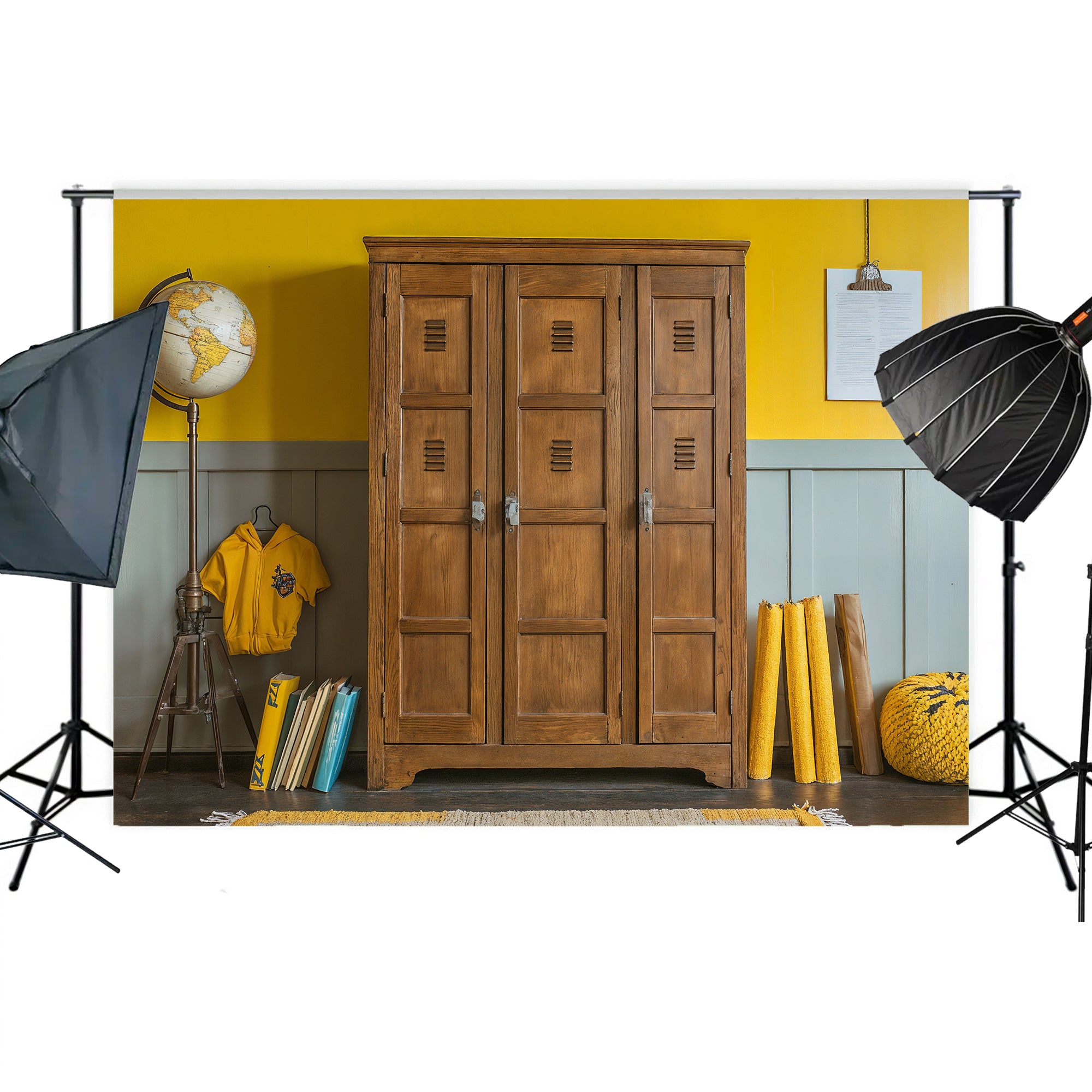 Retro School Lockers Backdrop