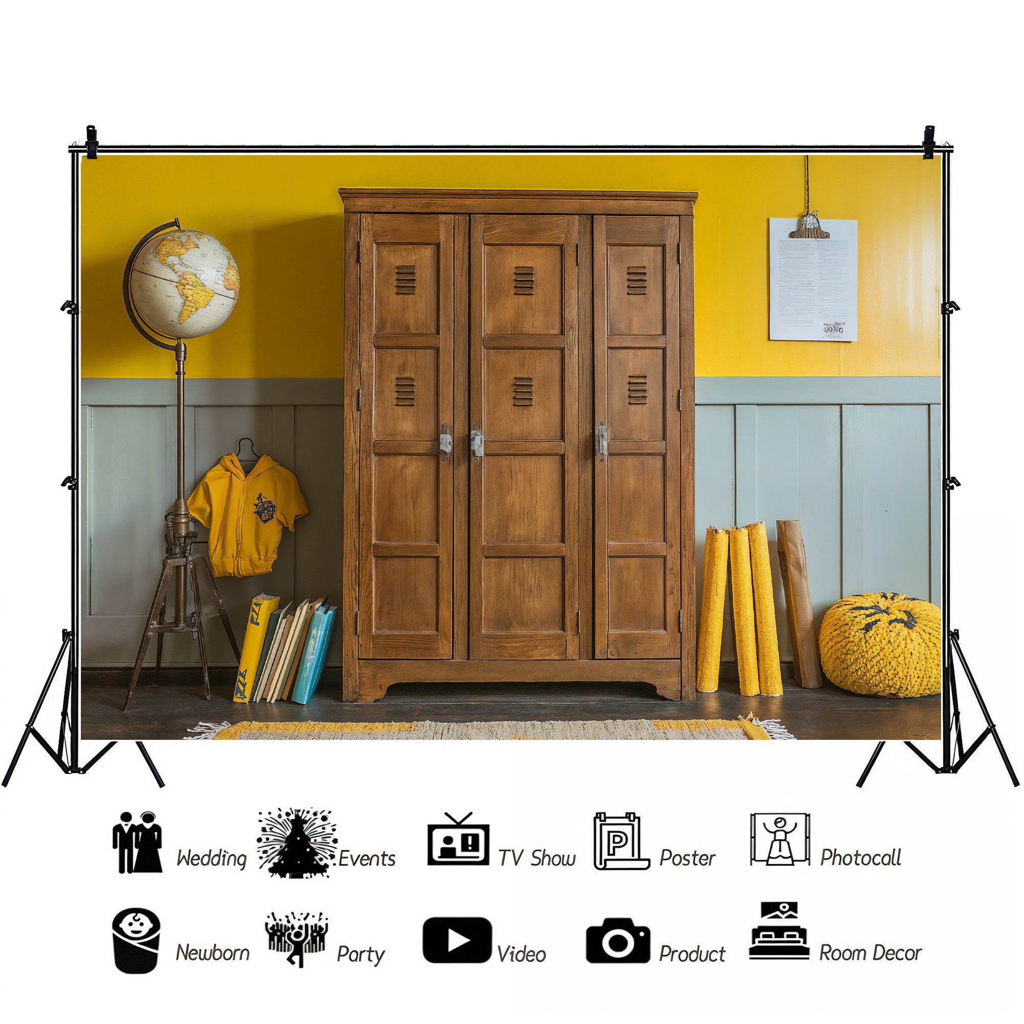 Retro School Lockers Backdrop