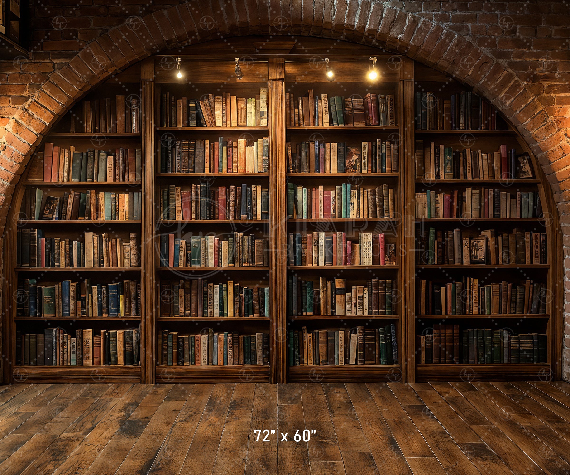 Brick Arch Bookshelf Nook Backdrop