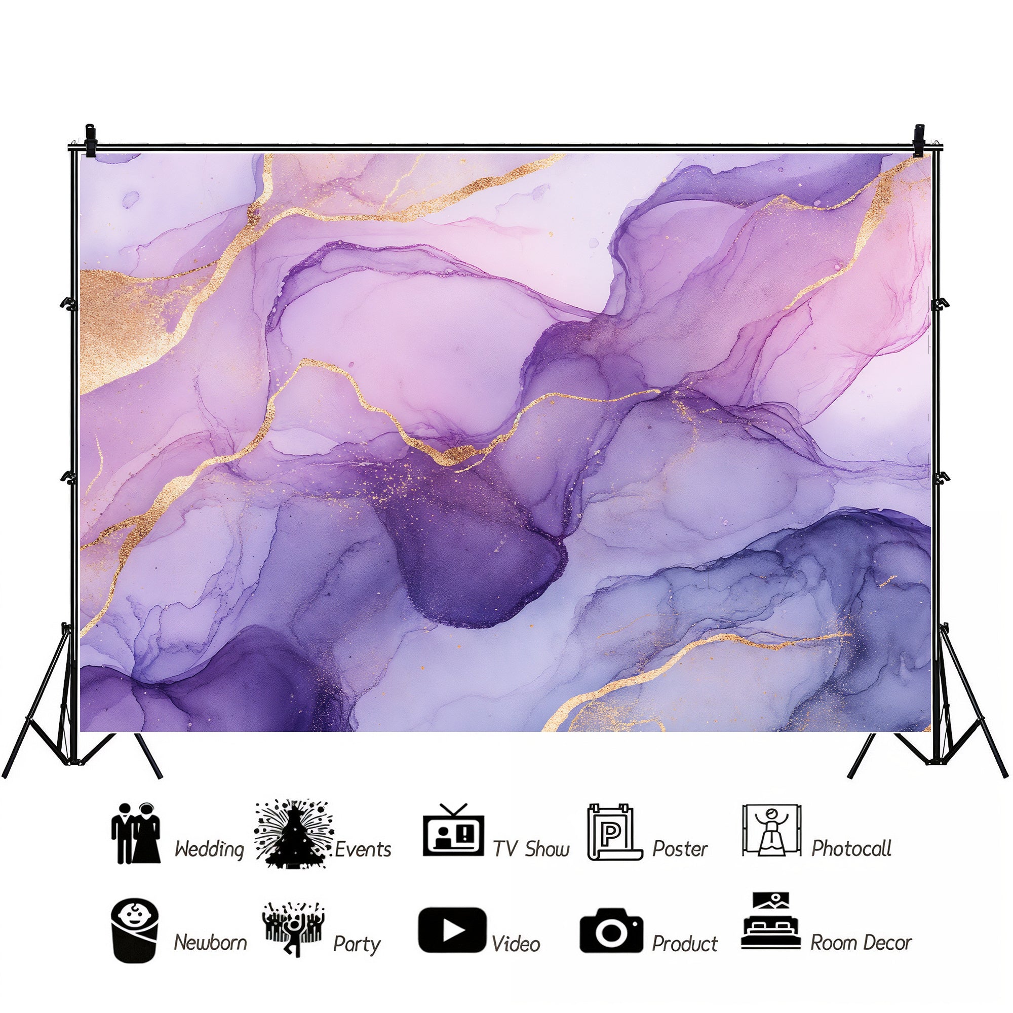 Amethyst & Rose Gold Flow Backdrop