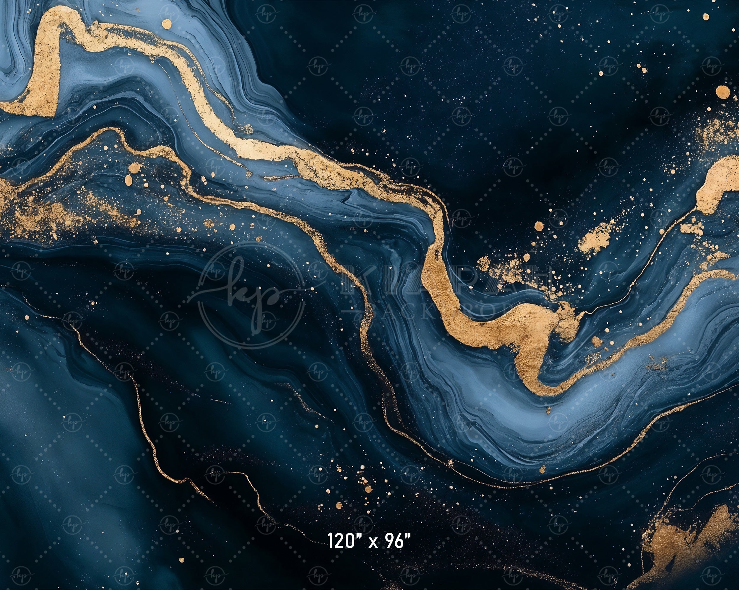 Midnight Blue & Gold Nebula Backdrop