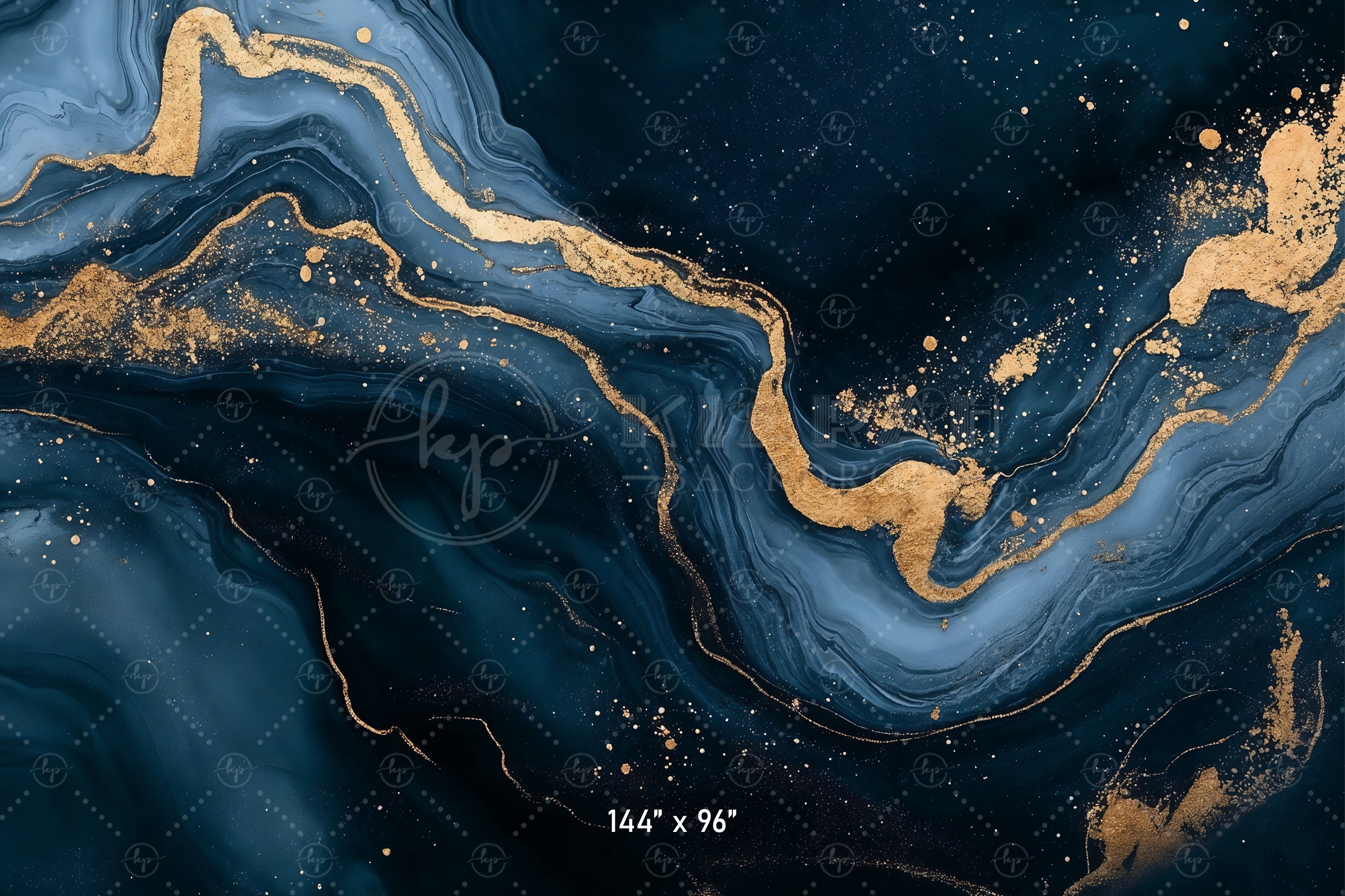 Midnight Blue & Gold Nebula Backdrop