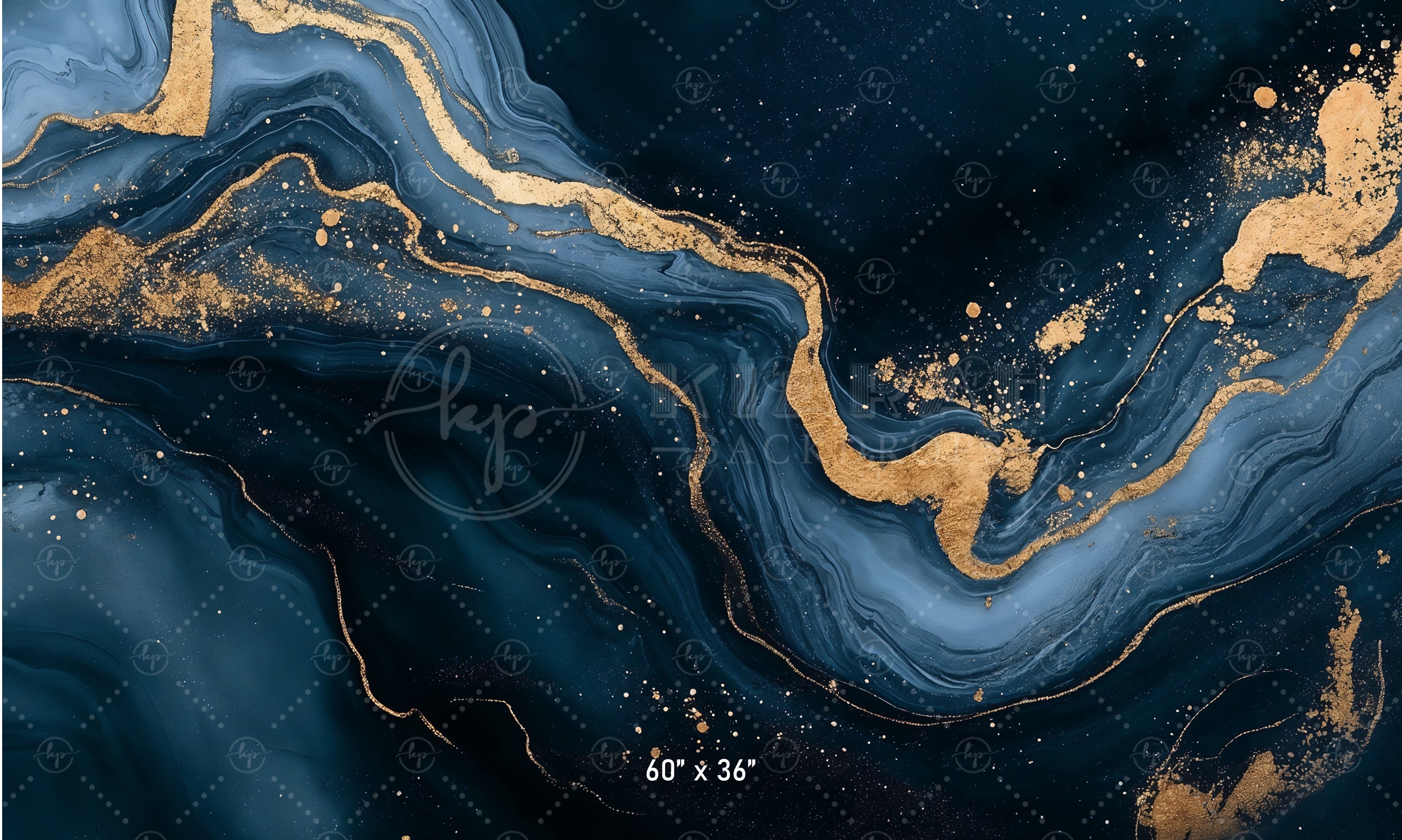 Midnight Blue & Gold Nebula Backdrop