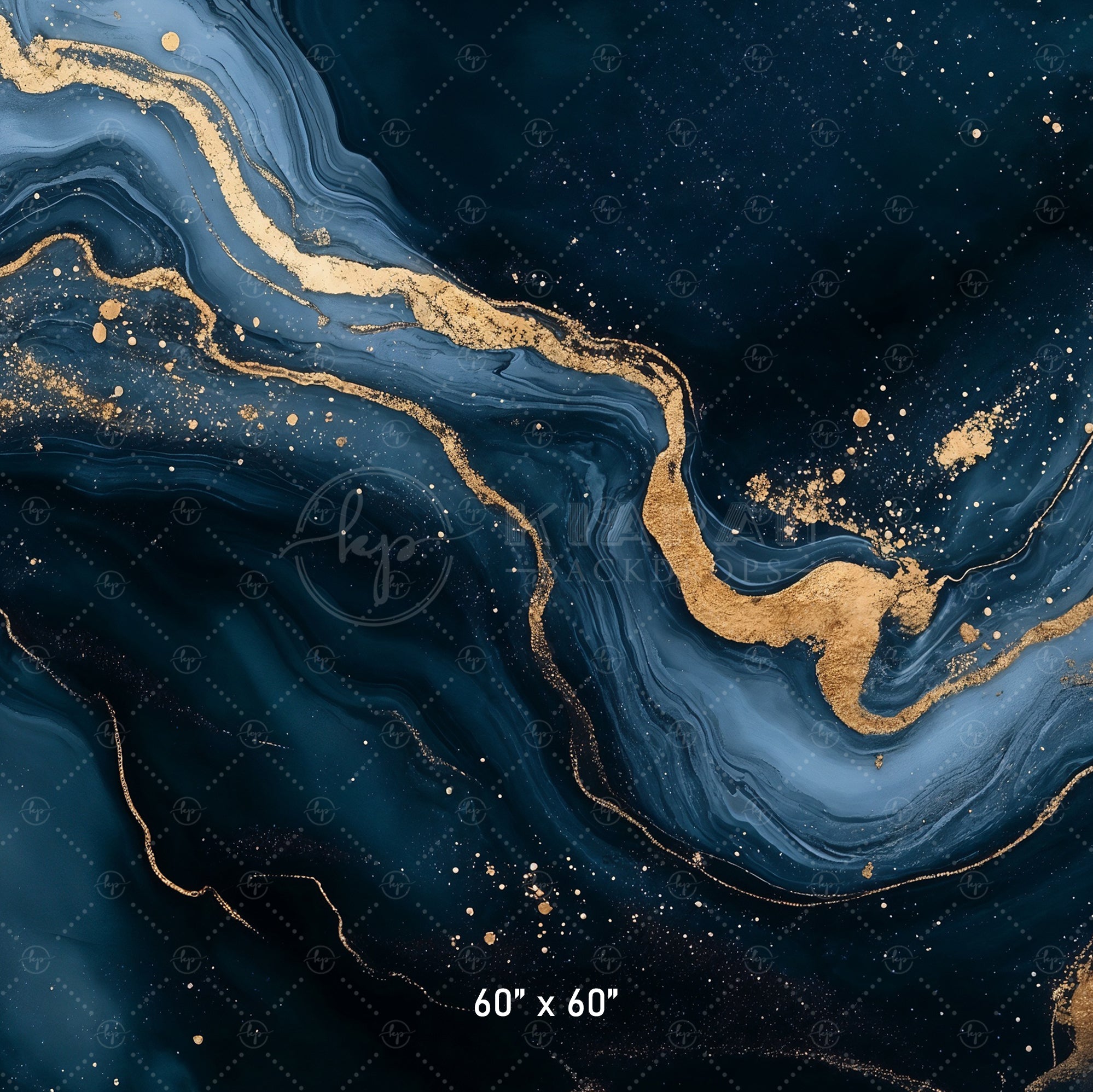 Midnight Blue & Gold Nebula Backdrop