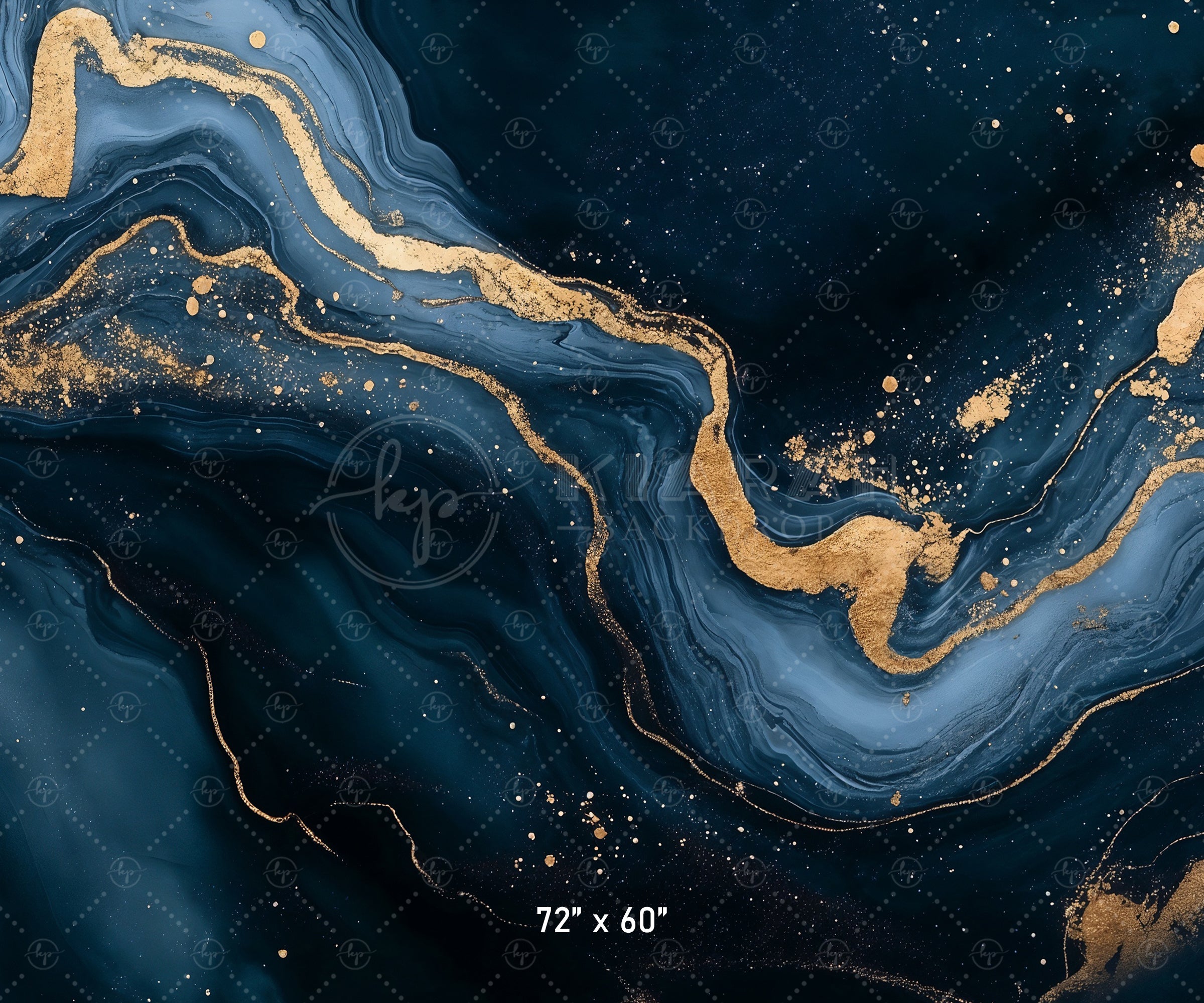 Midnight Blue & Gold Nebula Backdrop