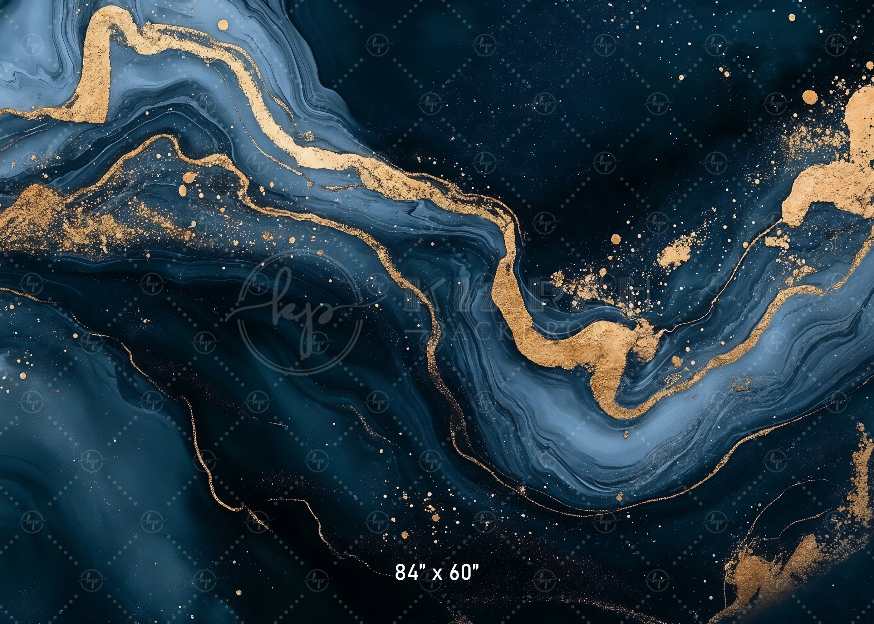 Midnight Blue & Gold Nebula Backdrop