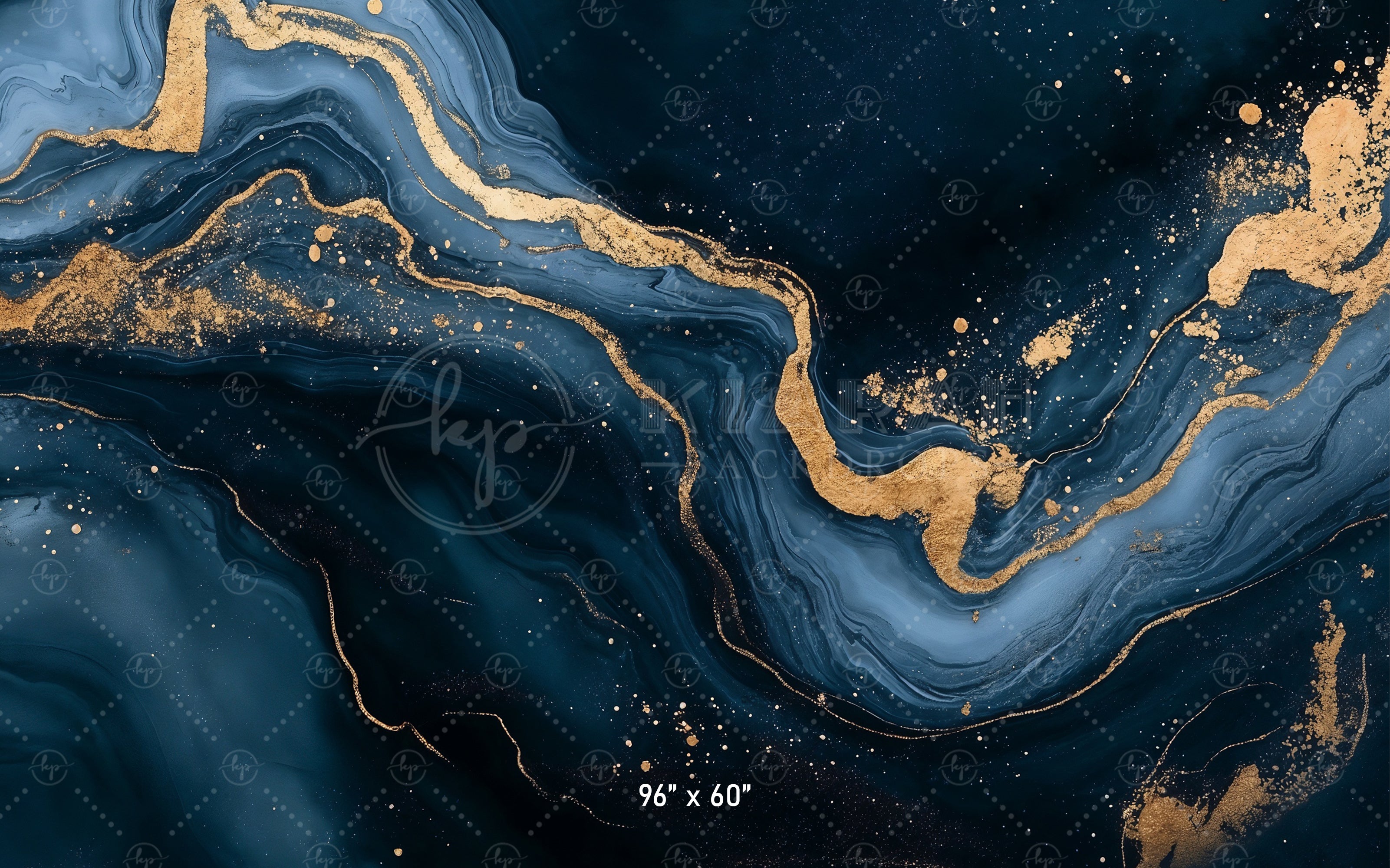 Midnight Blue & Gold Nebula Backdrop