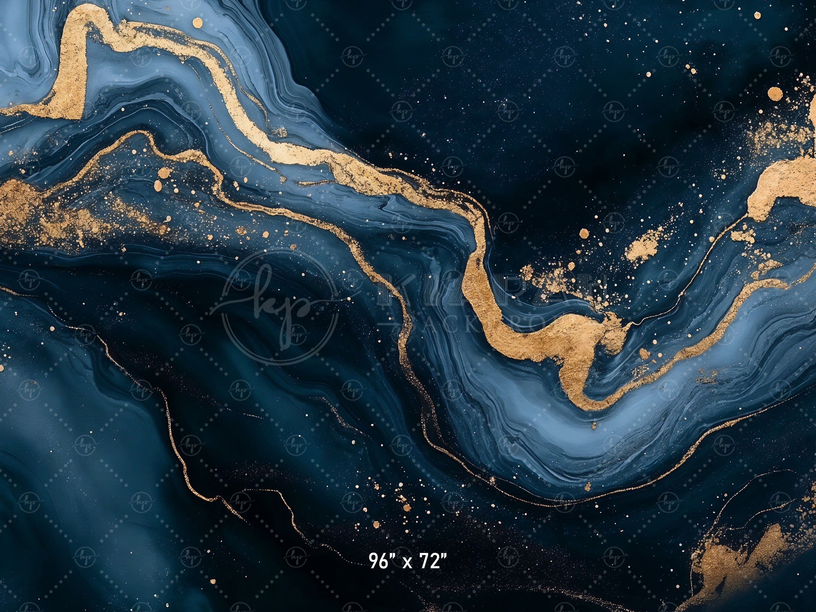 Midnight Blue & Gold Nebula Backdrop