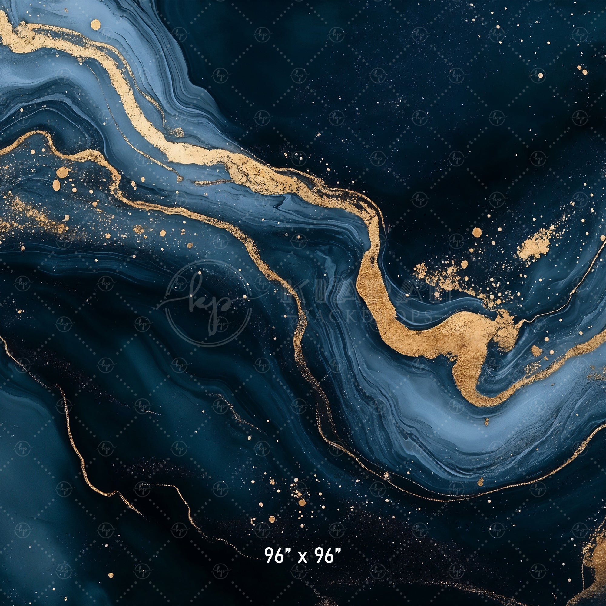 Midnight Blue & Gold Nebula Backdrop