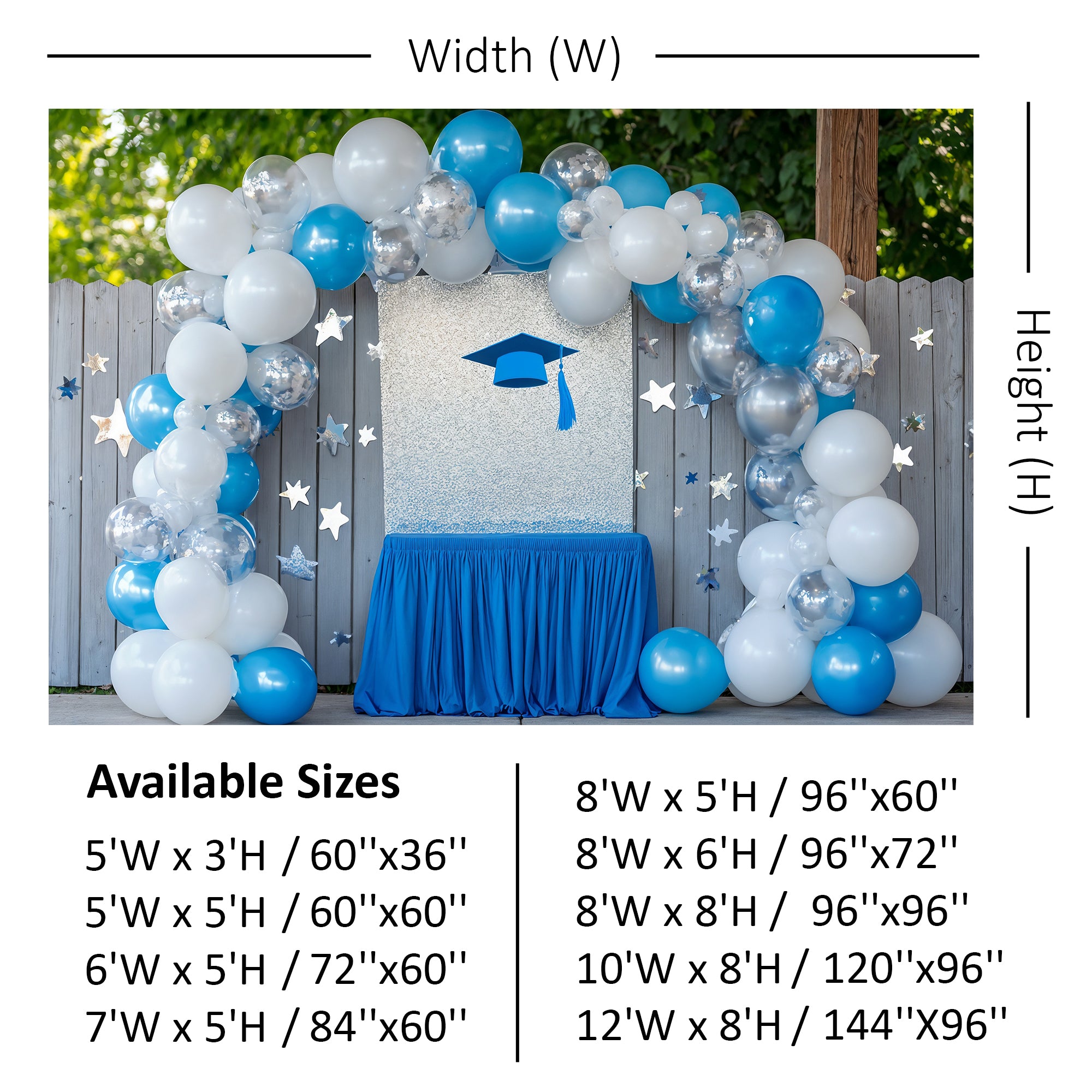 Blue & Silver Graduation Arch Backdrop