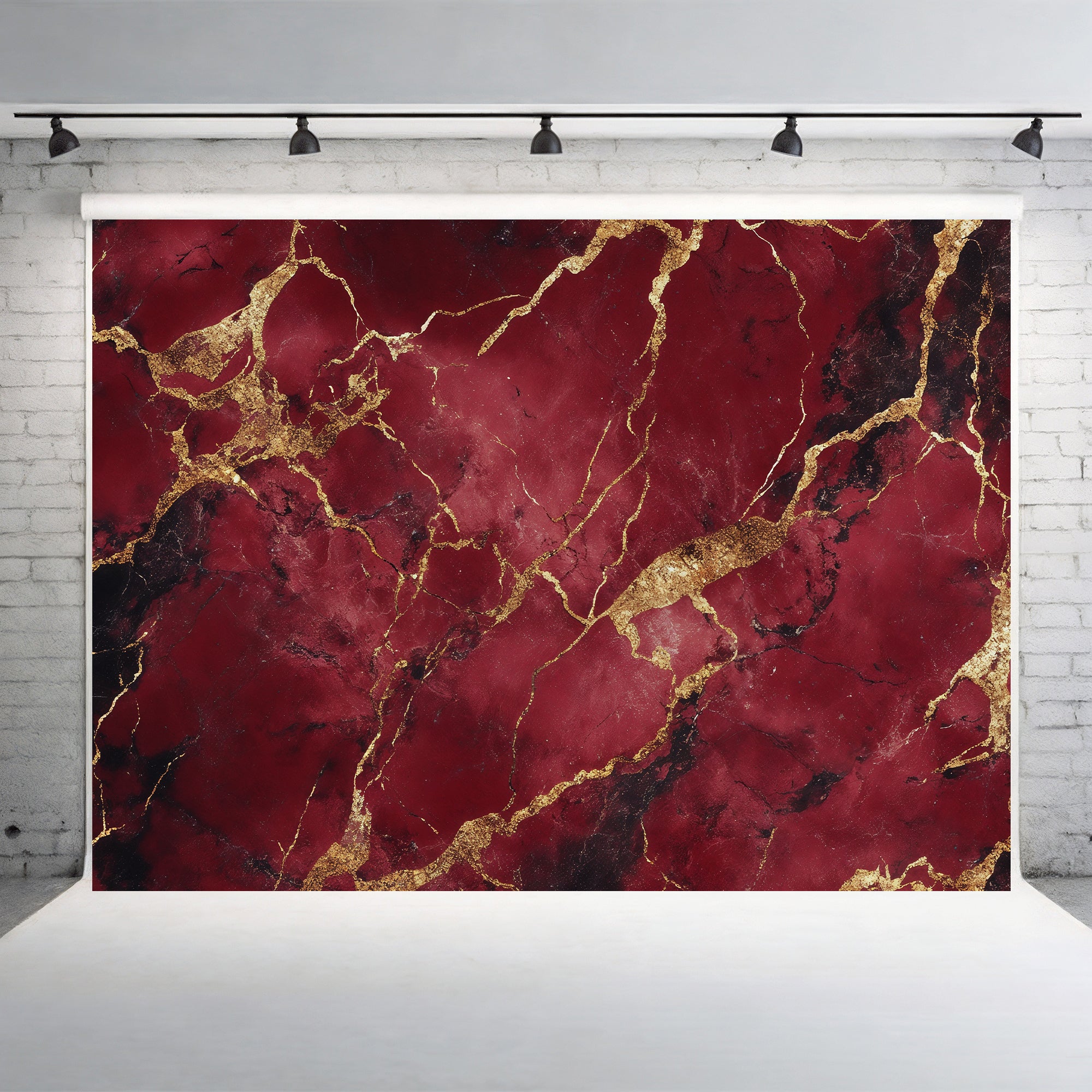Rich Red & Gold Marble Texture Backdrop