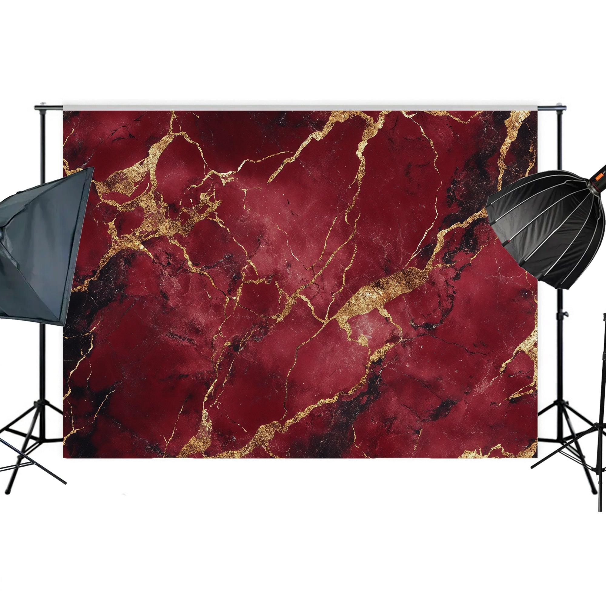 Rich Red & Gold Marble Texture Backdrop