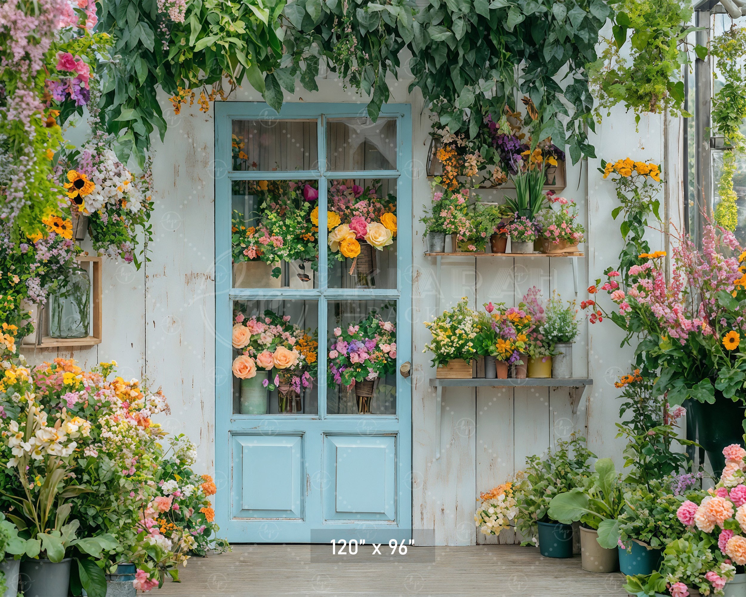 Abundant Flower Shop Door Backdrop