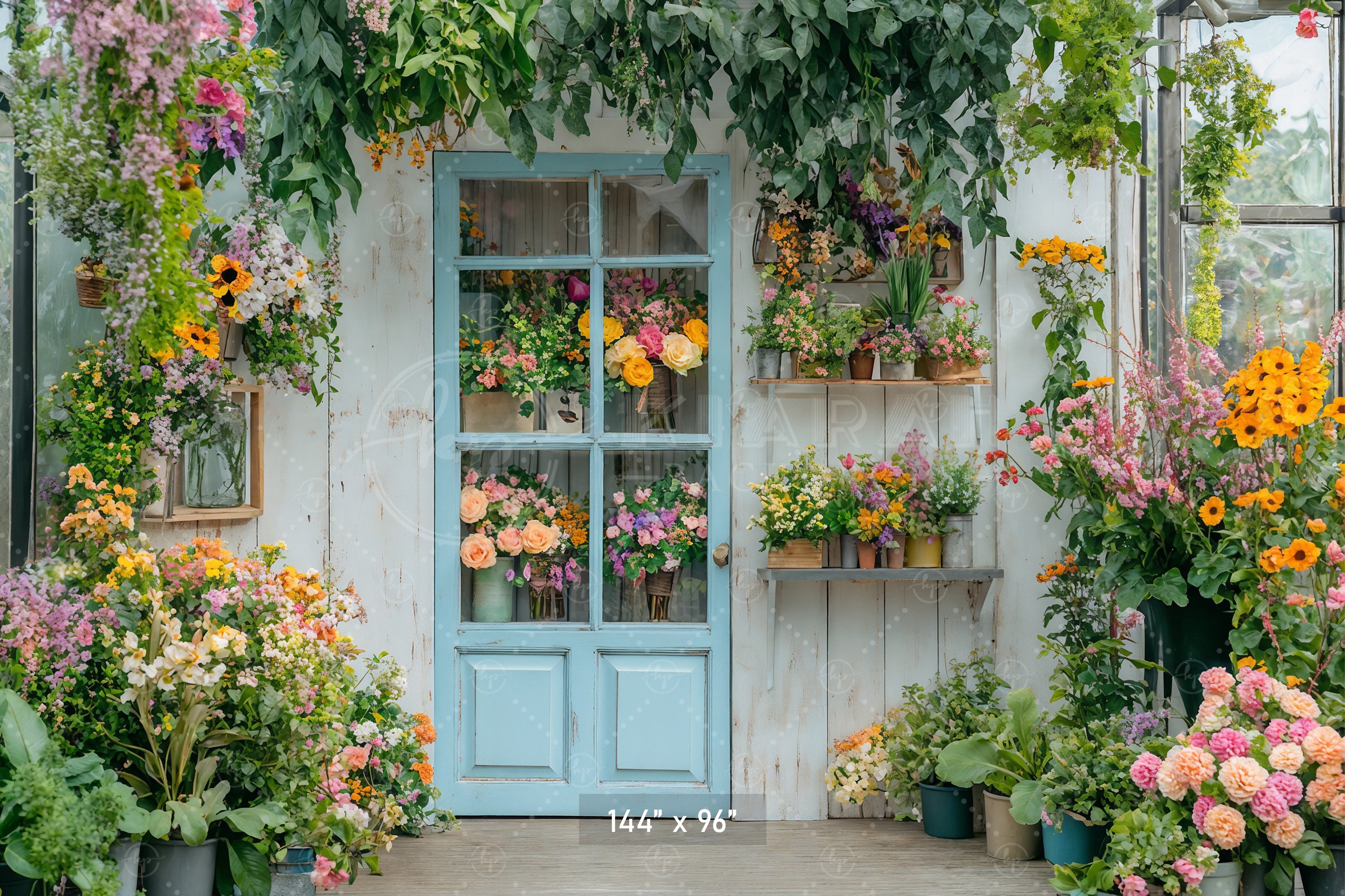 Abundant Flower Shop Door Backdrop