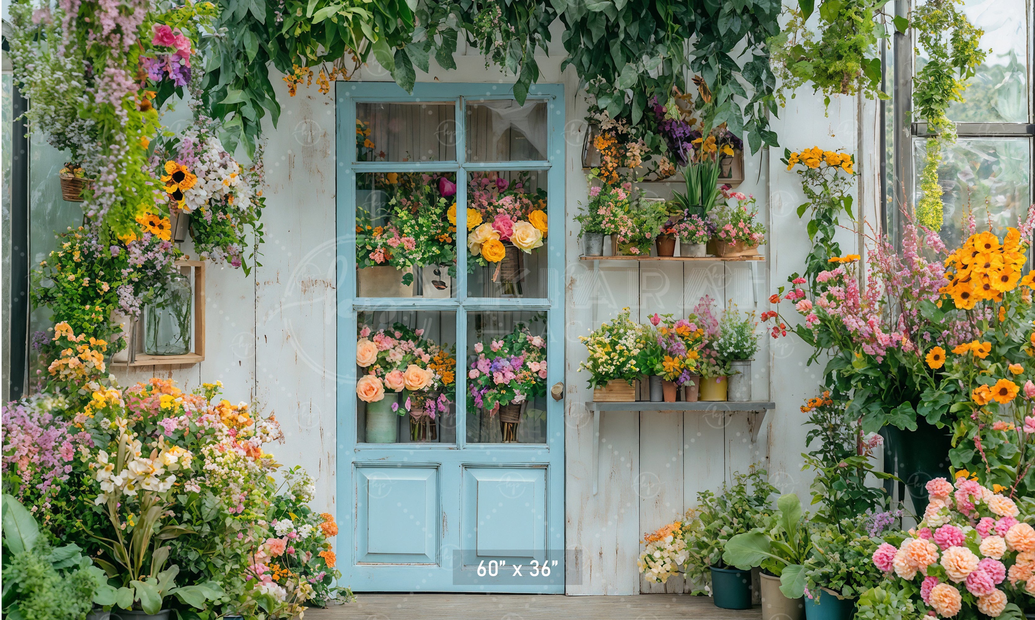 Abundant Flower Shop Door Backdrop