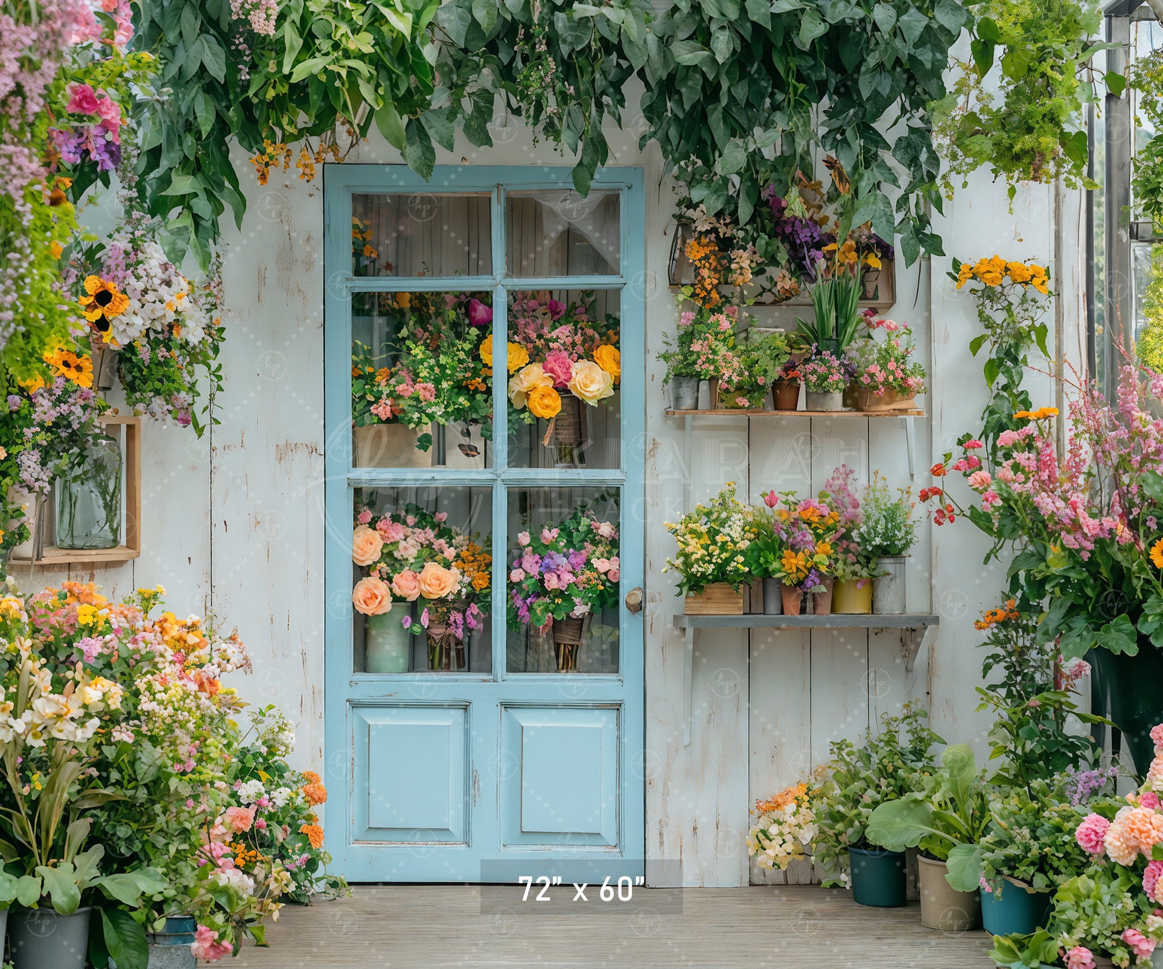 Abundant Flower Shop Door Backdrop