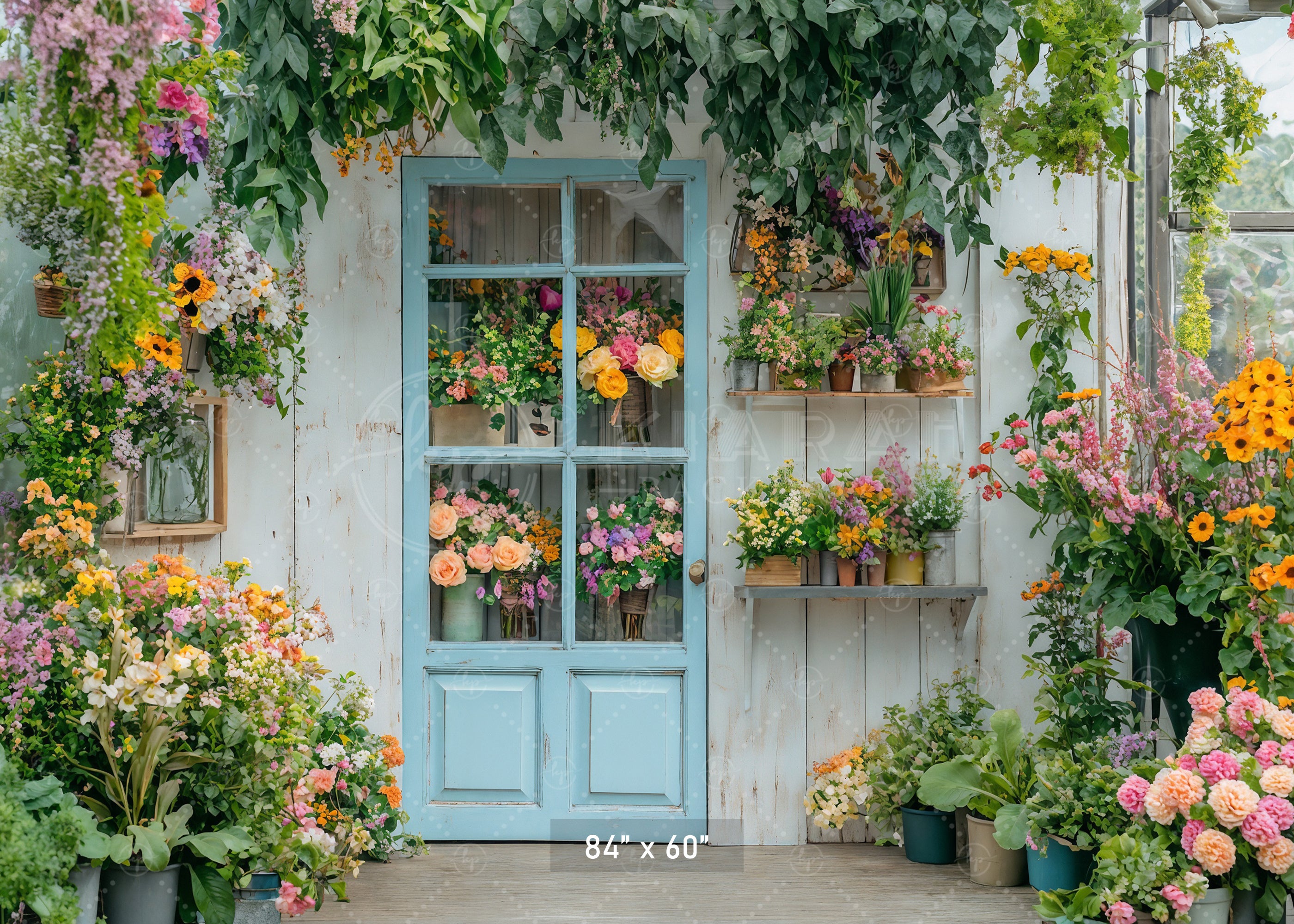Abundant Flower Shop Door Backdrop