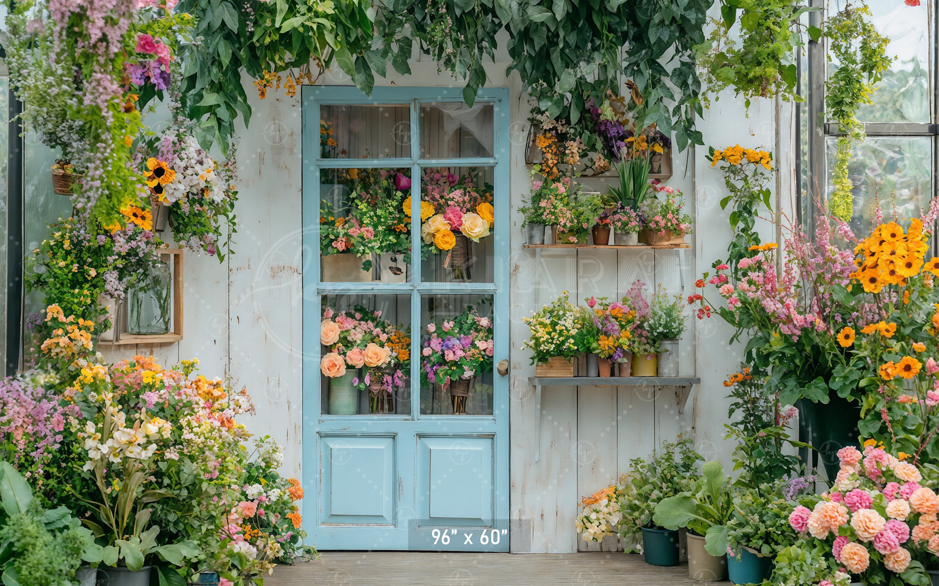 Abundant Flower Shop Door Backdrop