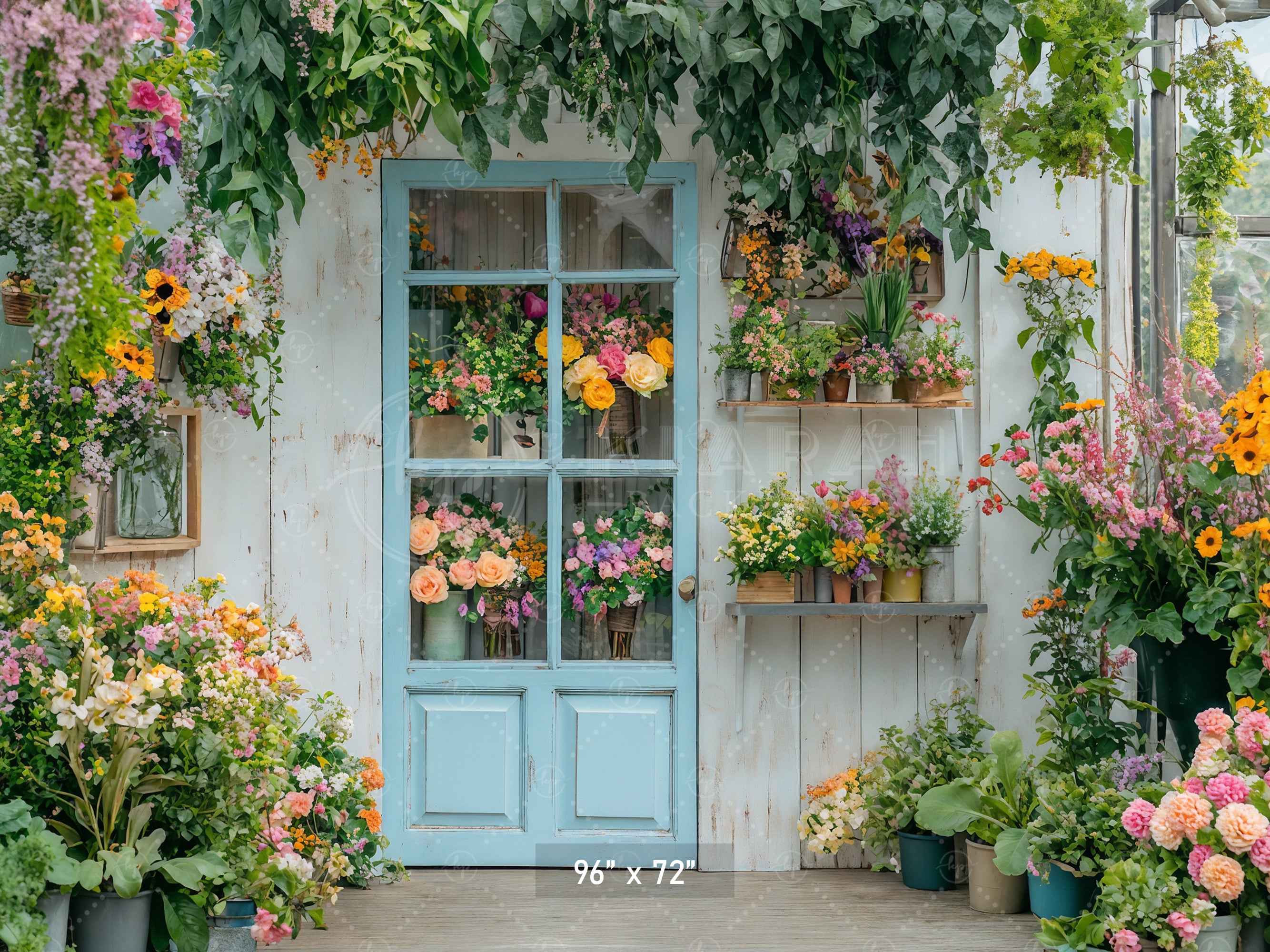 Abundant Flower Shop Door Backdrop