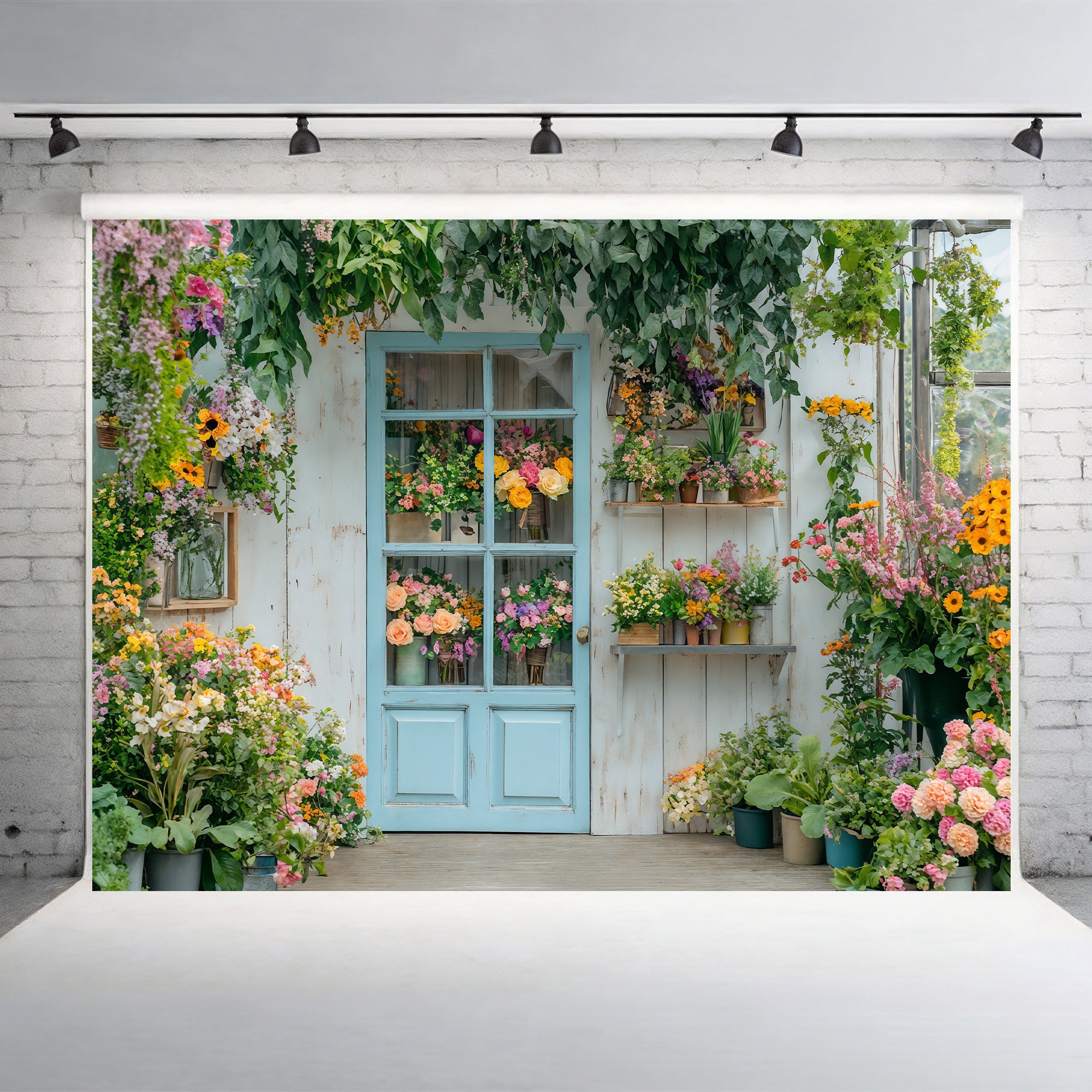 Abundant Flower Shop Door Backdrop