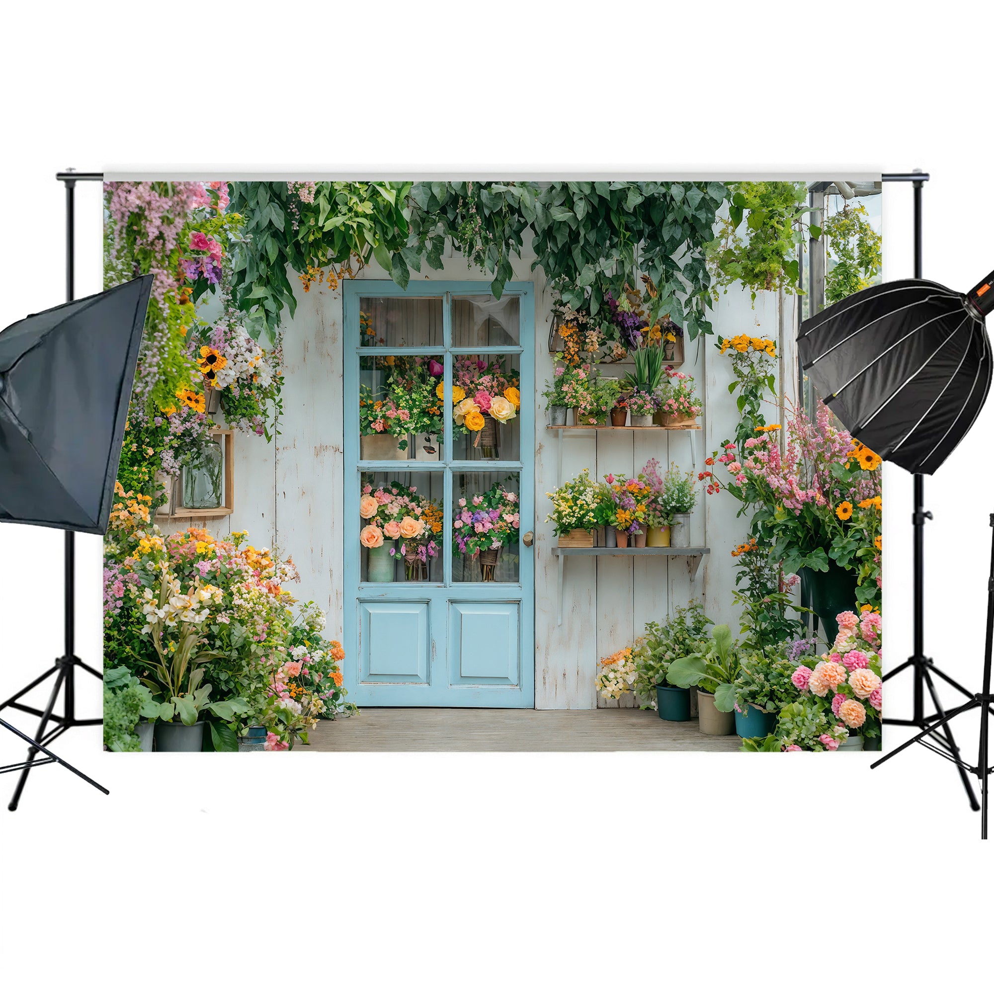 Abundant Flower Shop Door Backdrop