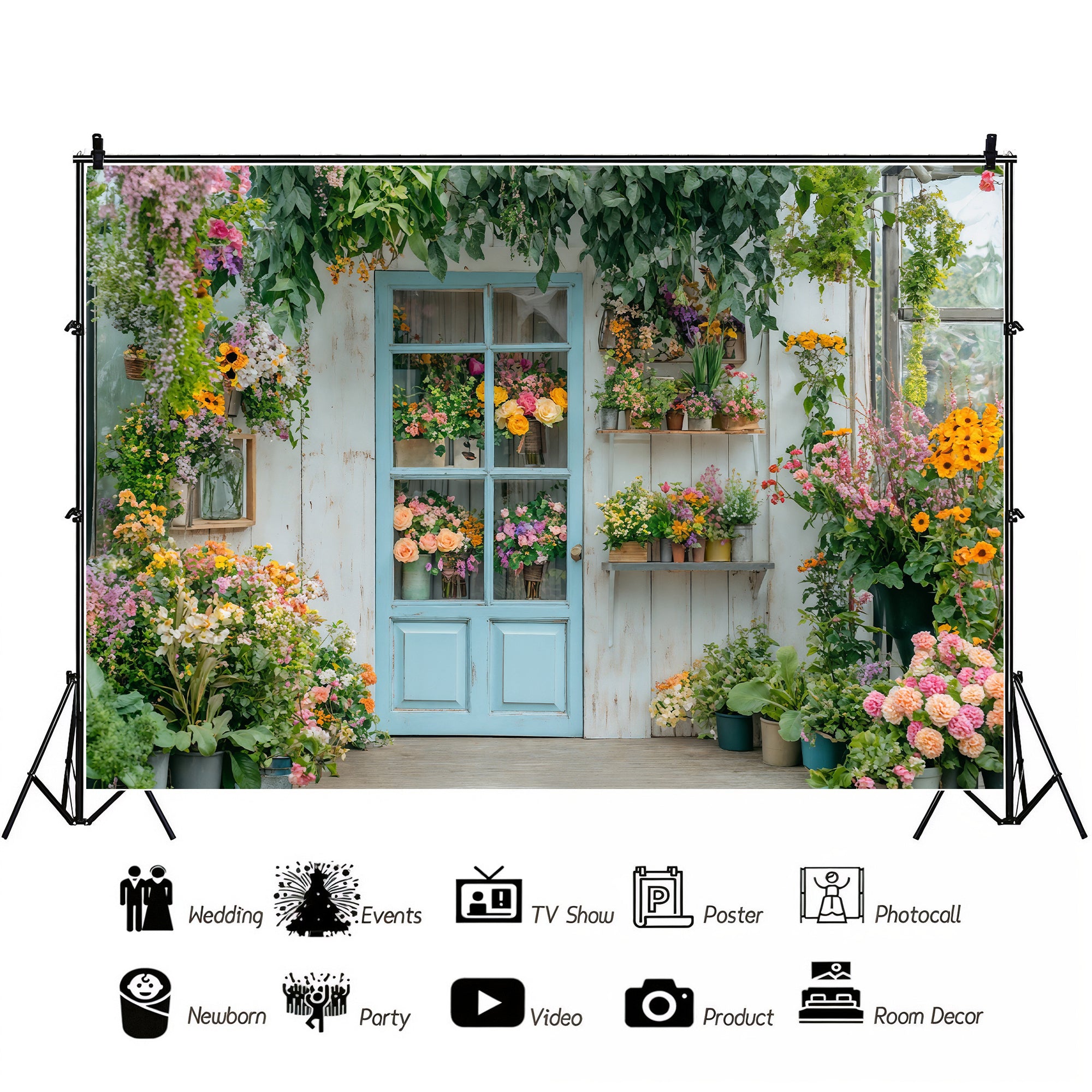 Abundant Flower Shop Door Backdrop