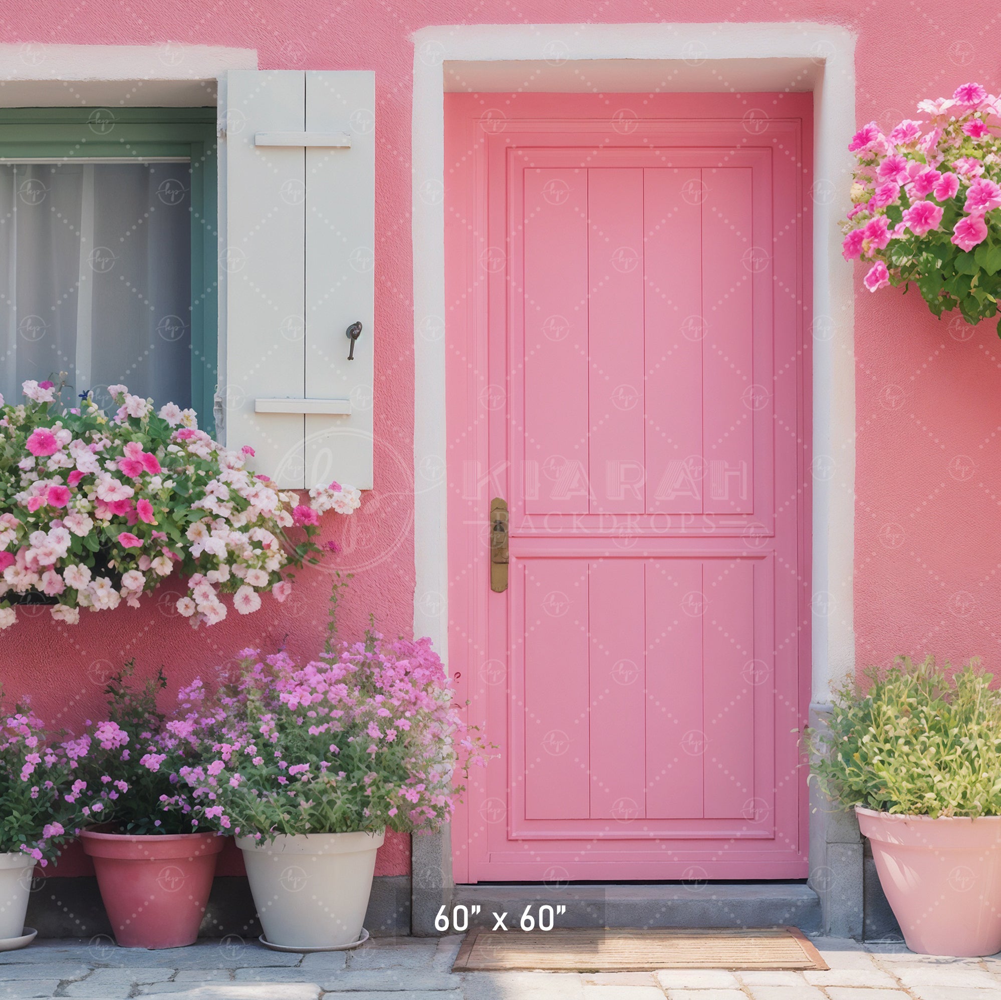 Cheerful Pink Floral Facade Backdrop