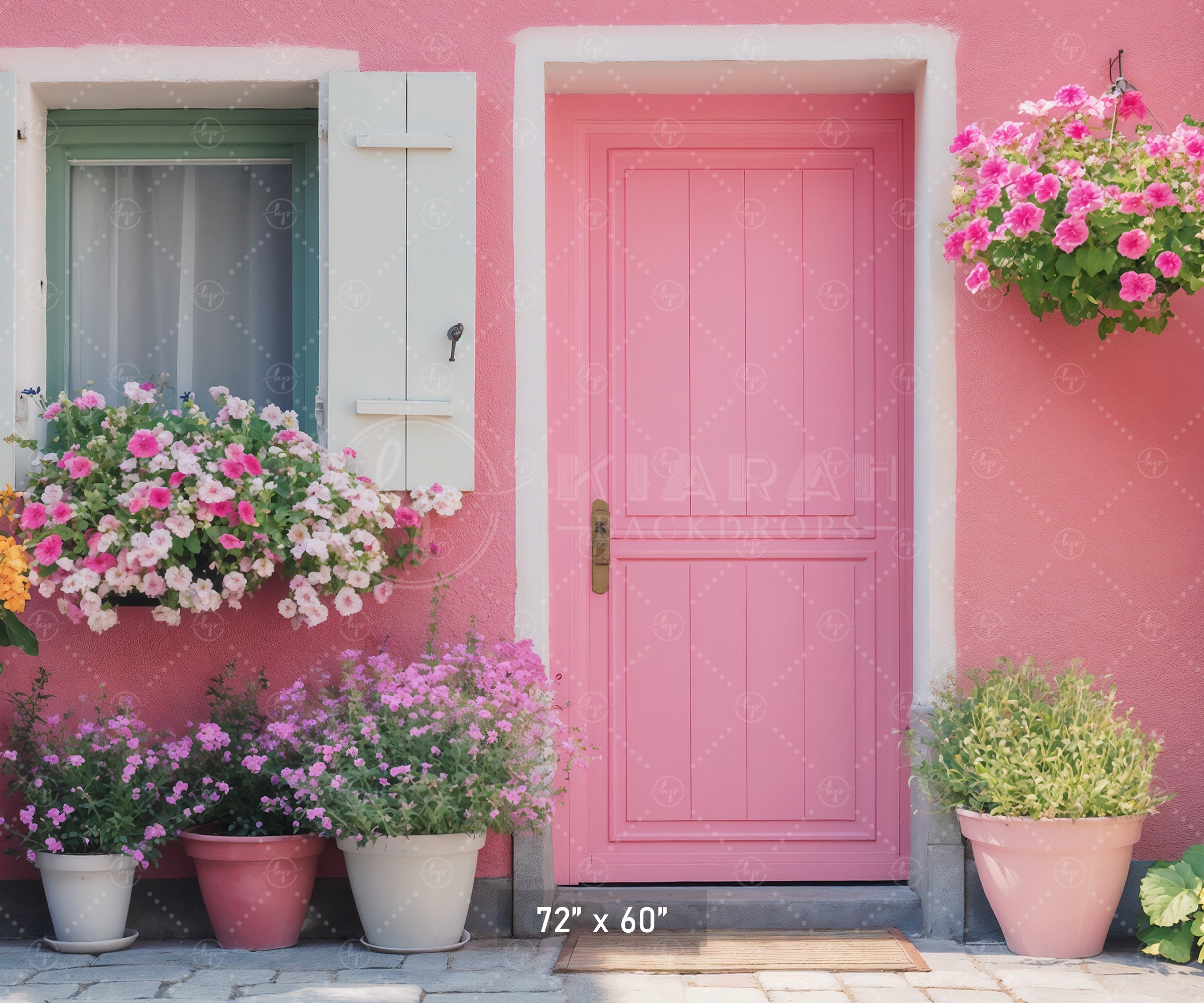 Cheerful Pink Floral Facade Backdrop